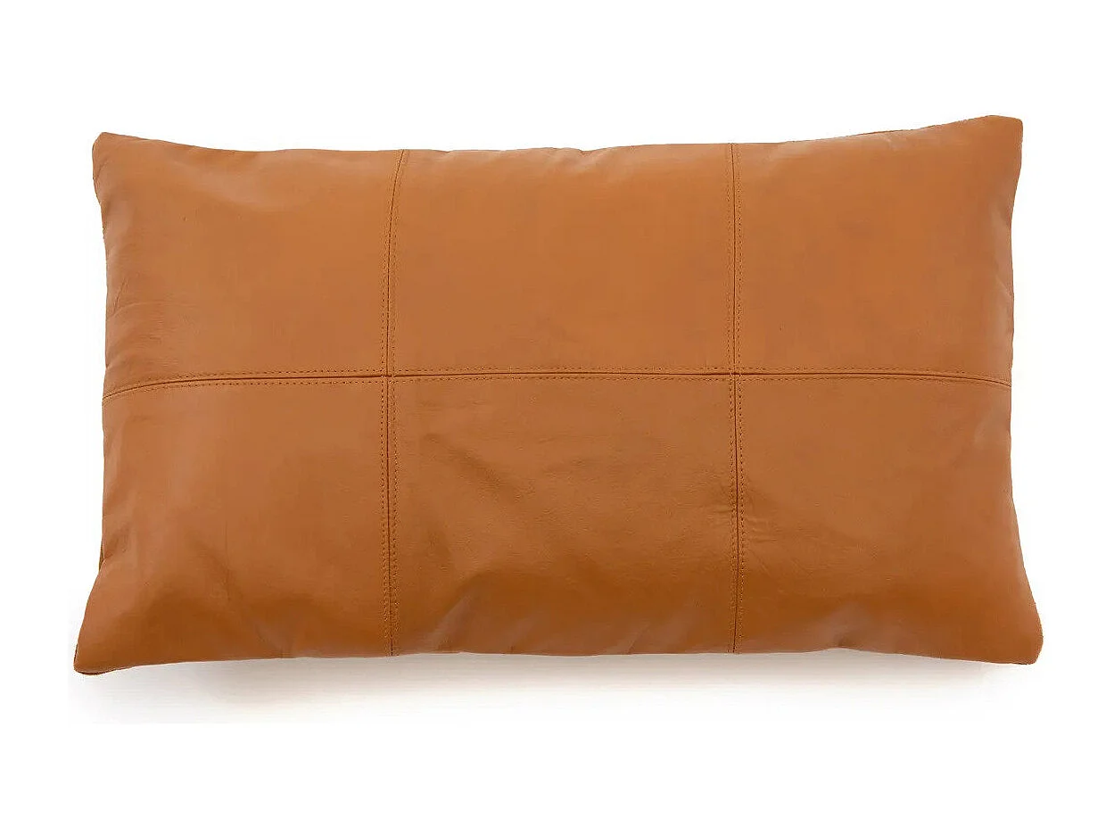 Het Six Panel Leather Kussenhoes - Camel - 30x50