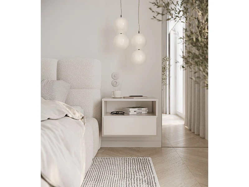 Table de chevet - 54 cm - Beige - suspendue avec tiroir - CHOCOLATED