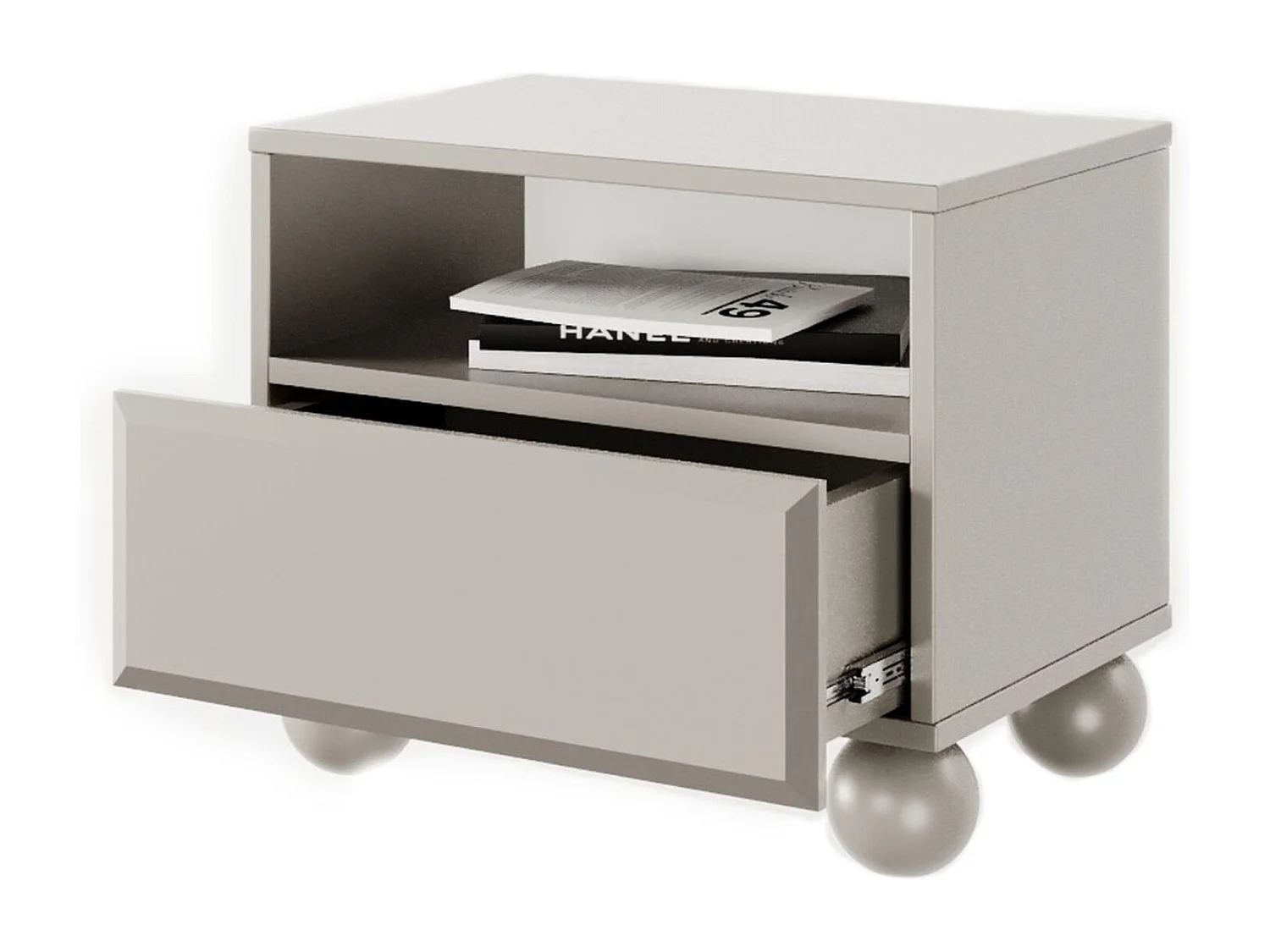 Nachttisch auf Kugelfüßen mit Schublade - Beige - 54 cm - CHOCOLATED