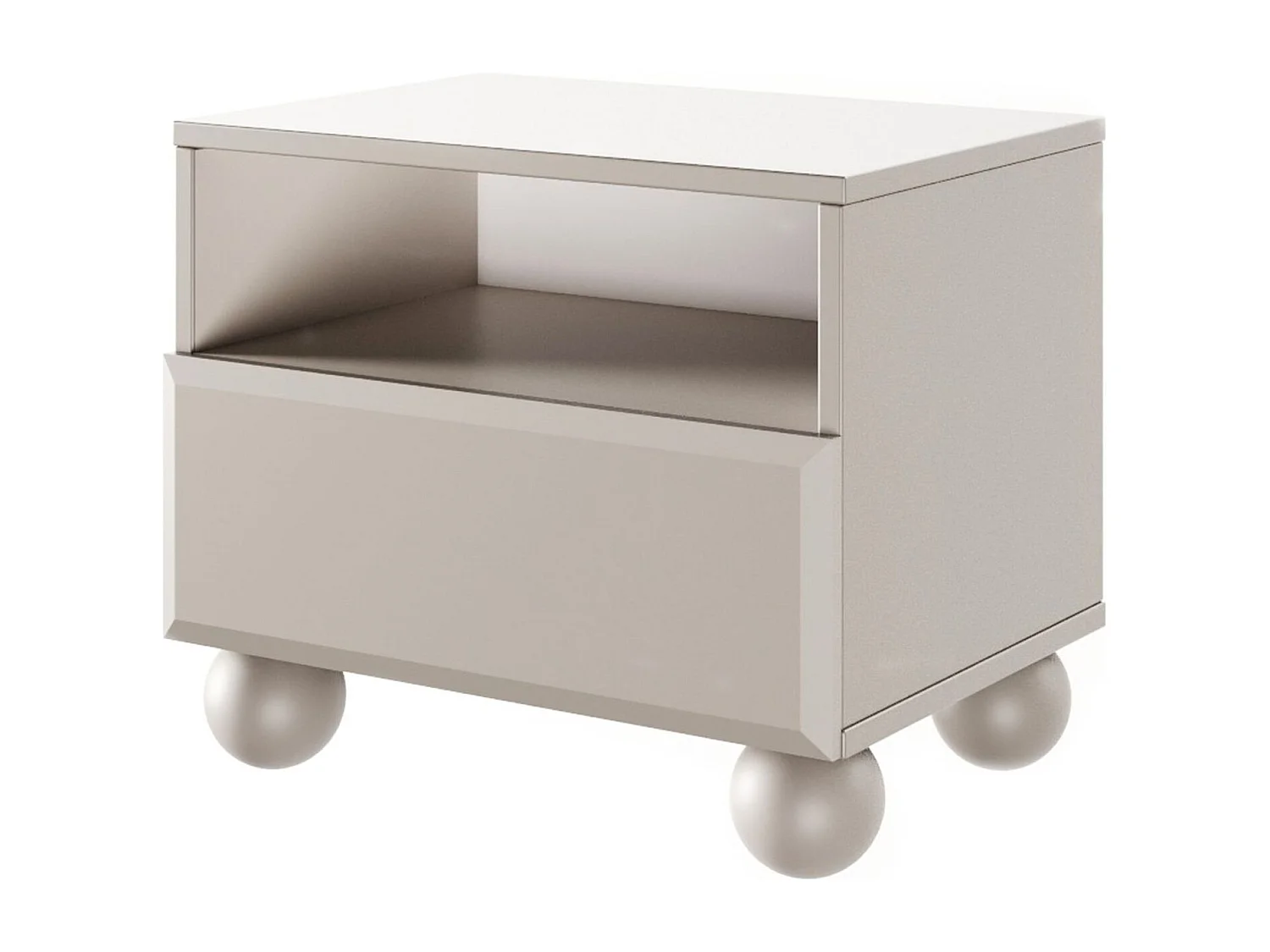 Nachttisch auf Kugelfüßen mit Schublade - Beige - 54 cm - CHOCOLATED