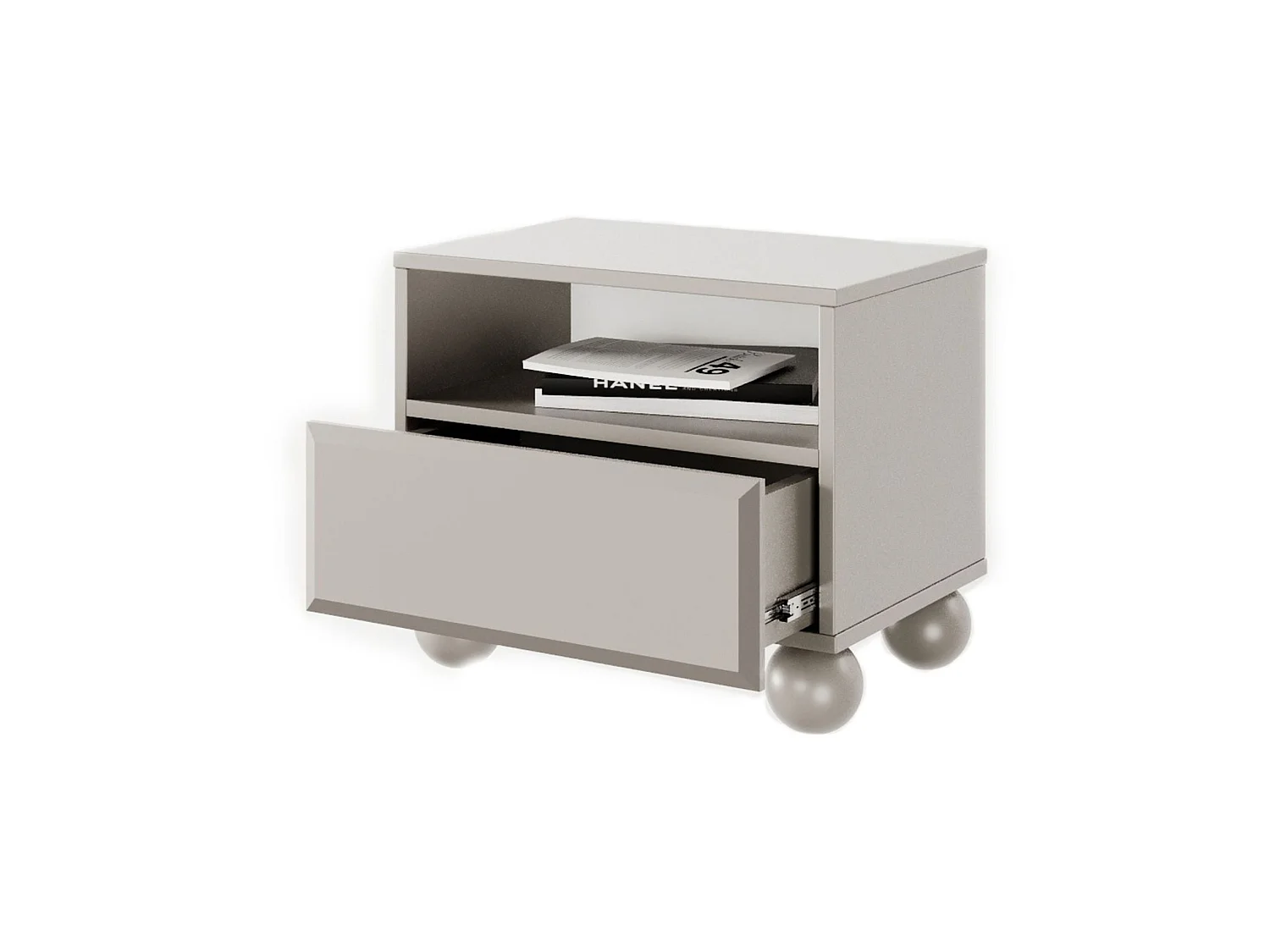 Comodino con piedi sferici e cassetto – Beige – 54 cm – CHOCOLATED