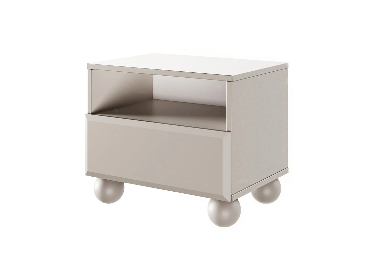 Comodino con piedi sferici e cassetto – Beige – 54 cm – CHOCOLATED