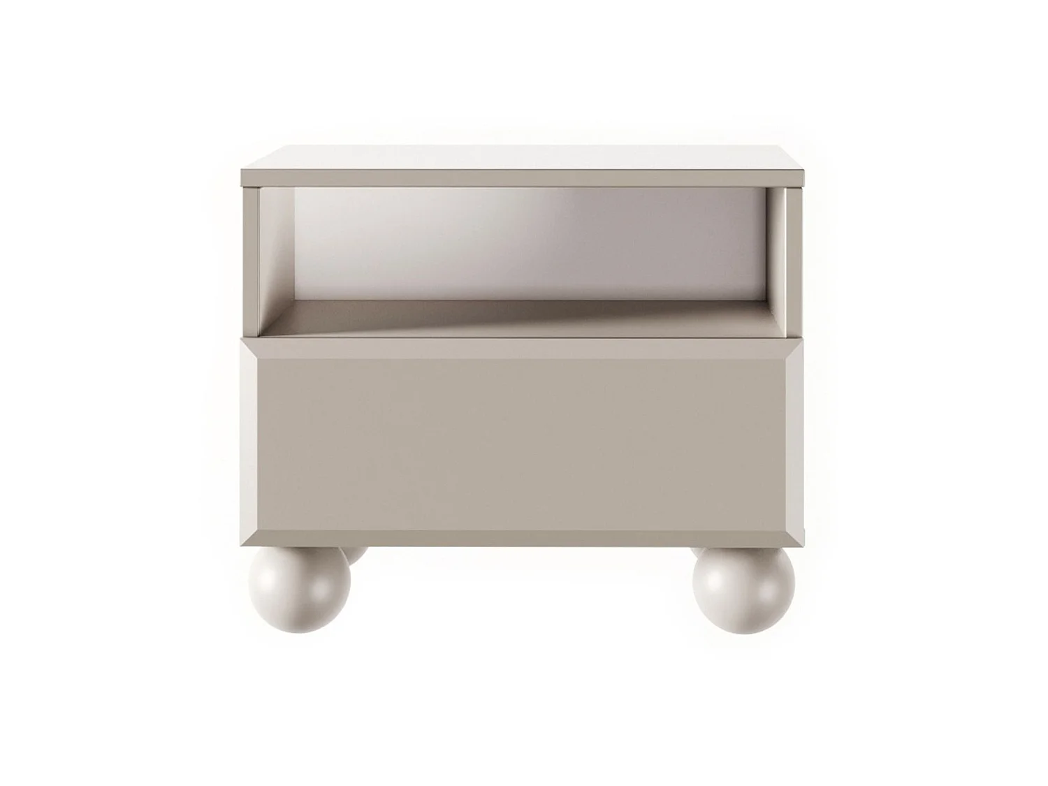 Comodino con piedi sferici e cassetto – Beige – 54 cm – CHOCOLATED