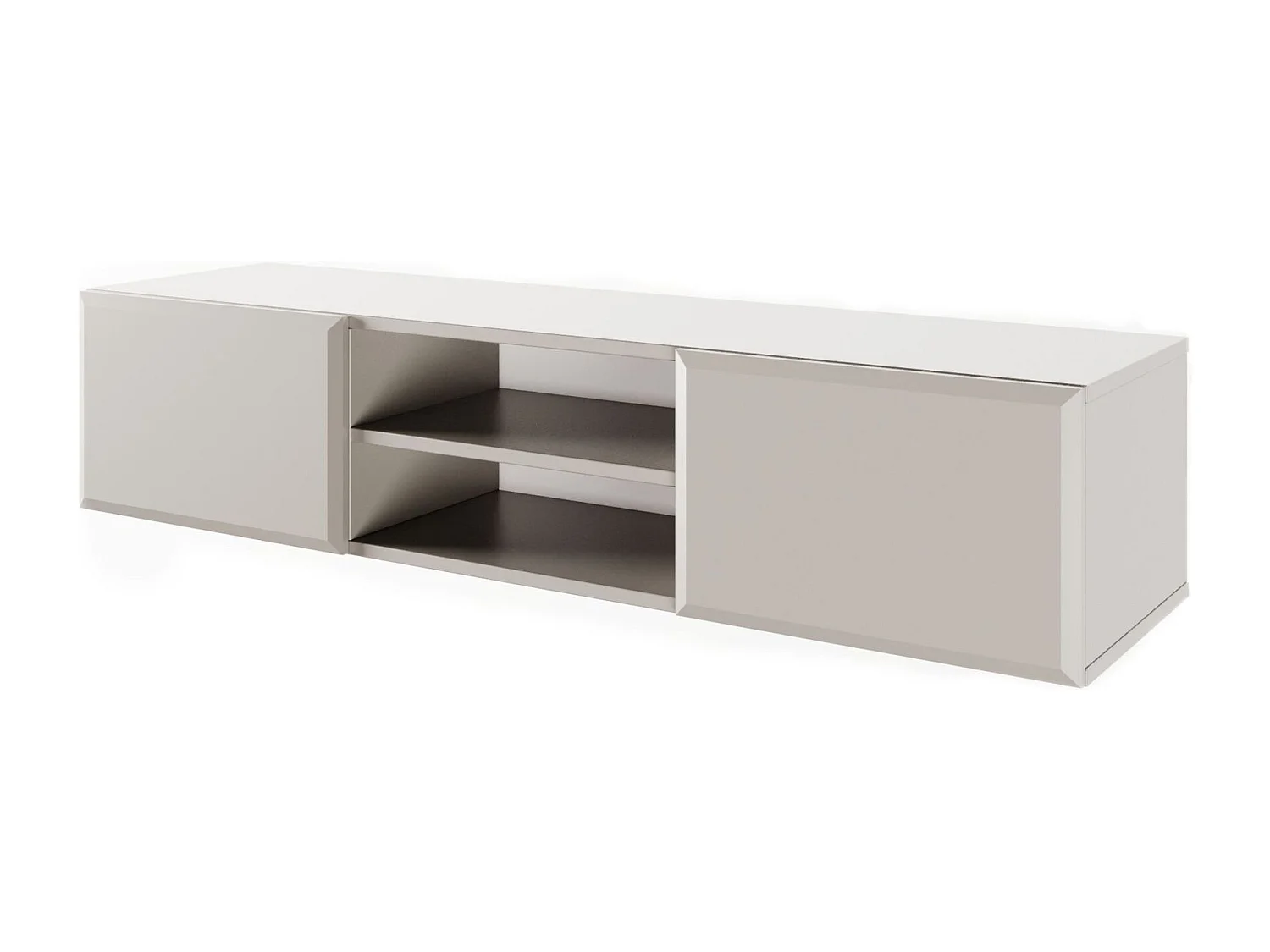 Mueble de TV colgante de 2 puertas con compartimento - Beige - 137 cm - CHOCOLATED