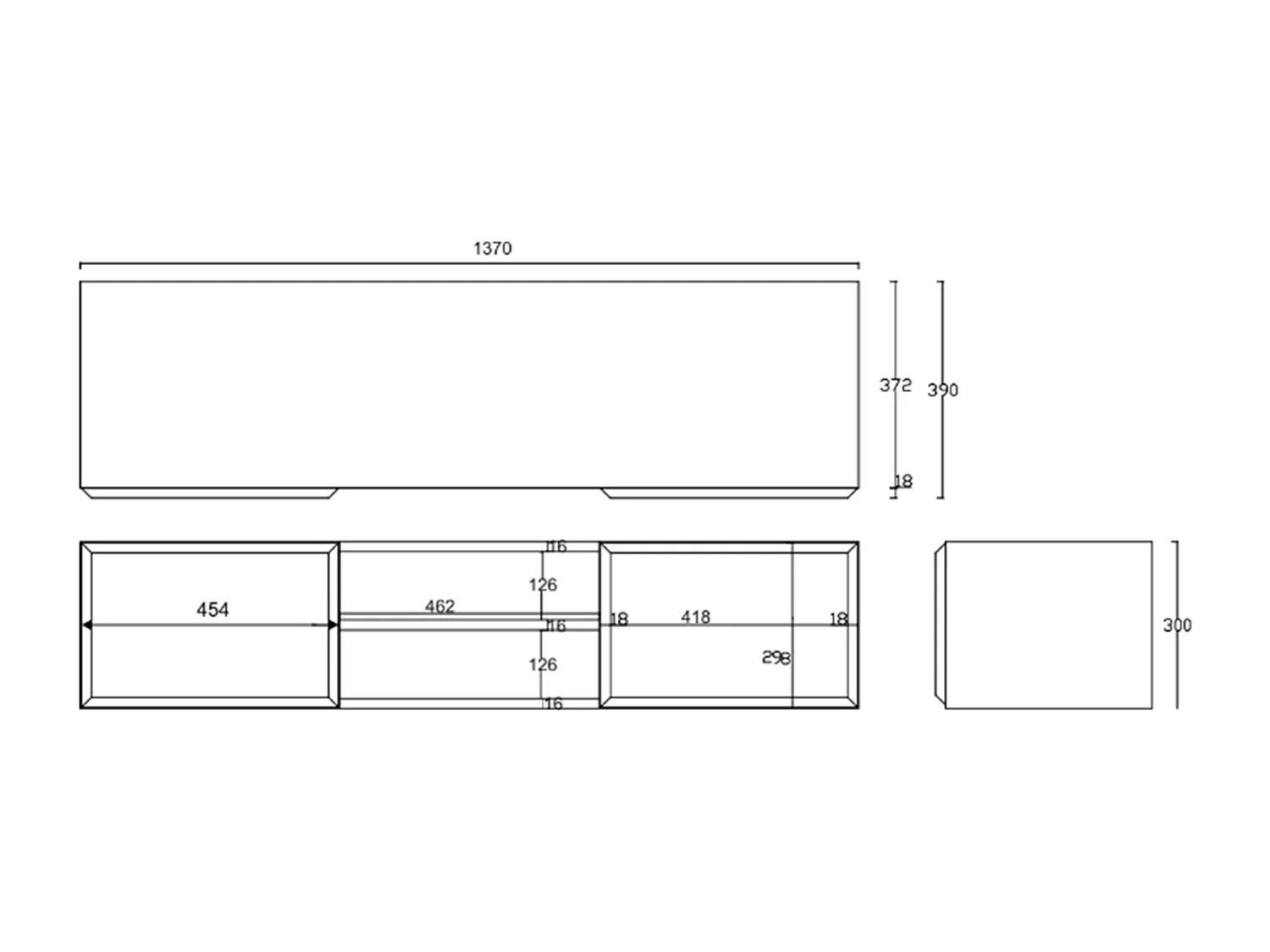 Meuble TV mural à suspendre - 137 cm - beige avec 2 portes - CHOCOLATED