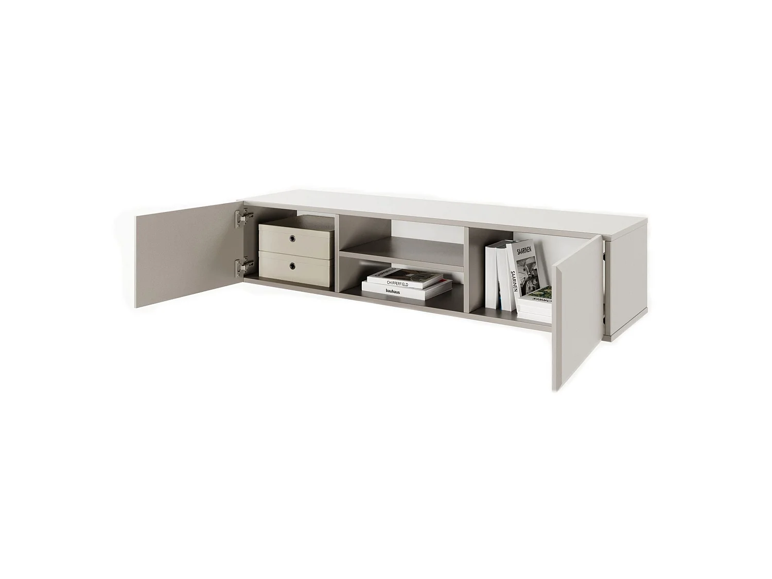TV-Hängeboard 2-türig mit Fach - Beige - 137 cm - CHOCOLATED