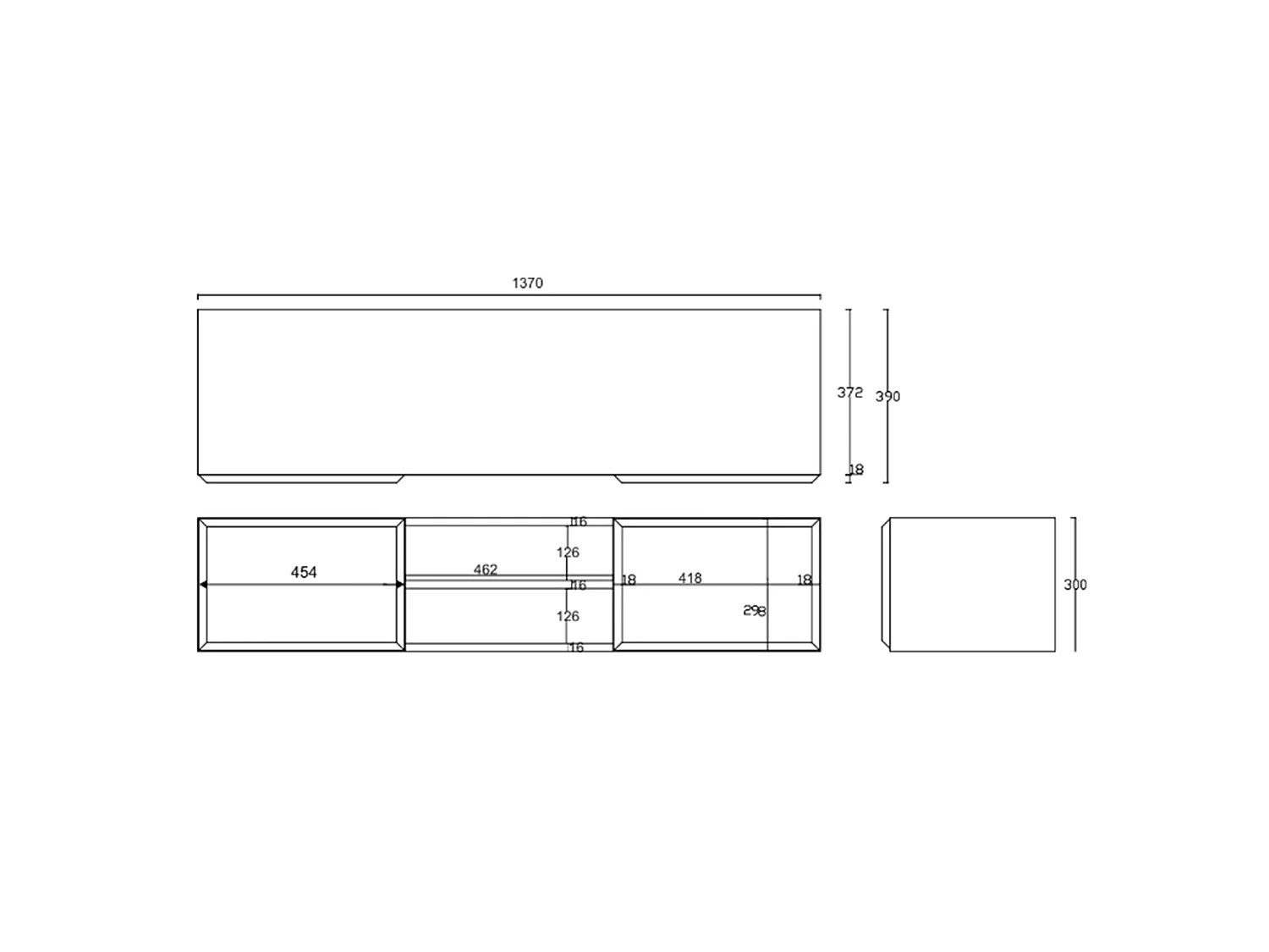 TV-Hängeboard 2-türig mit Fach - Beige - 137 cm - CHOCOLATED