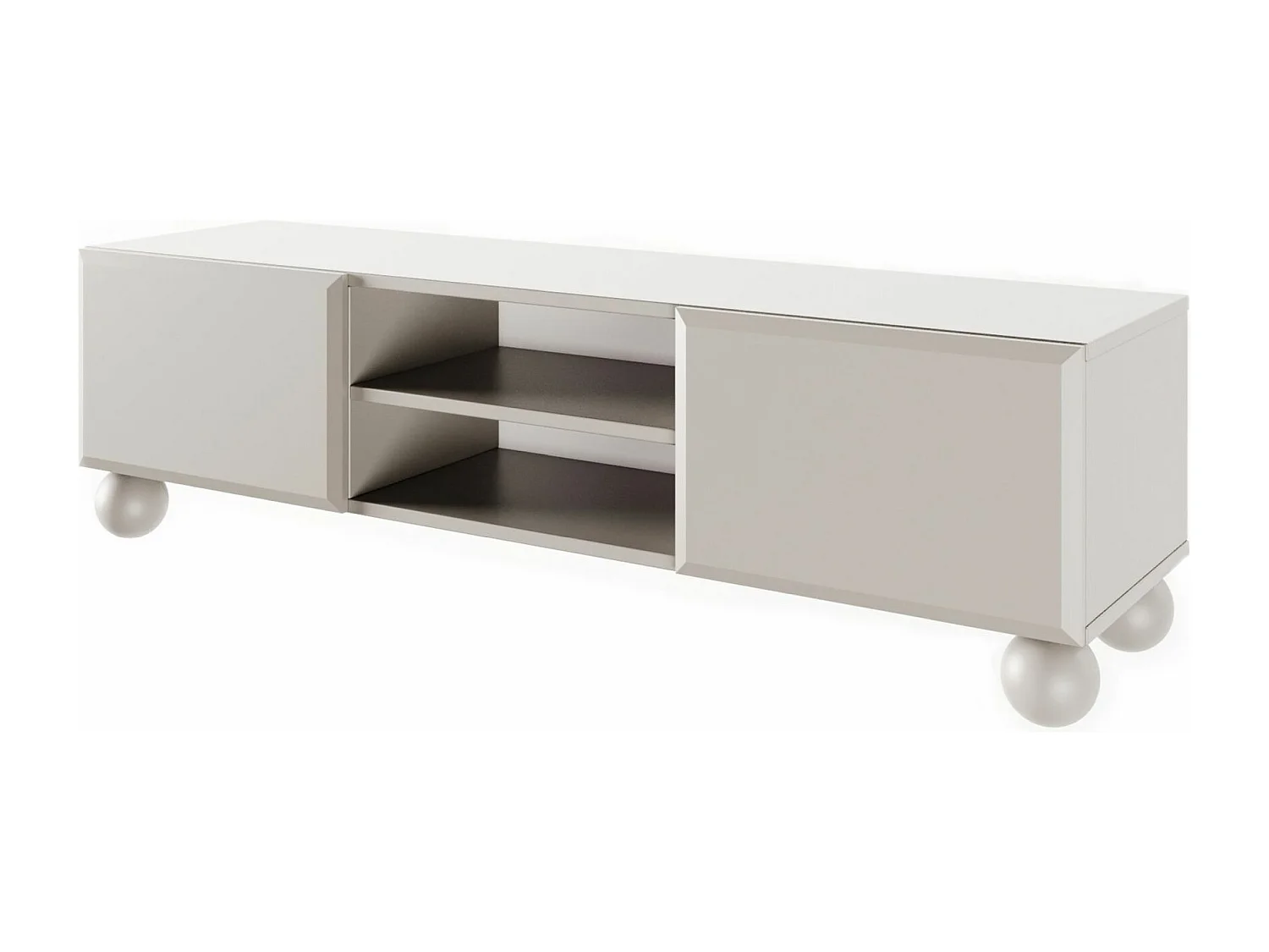 Meuble TV avec 2 portes sur pieds - 137 cm - Beige - CHOCOLATED