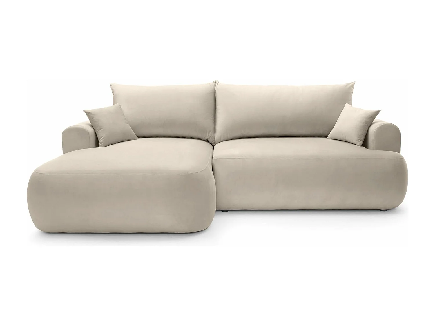 Canapé d'angle réversible - en velours beige clair- côté gauche - OVO L