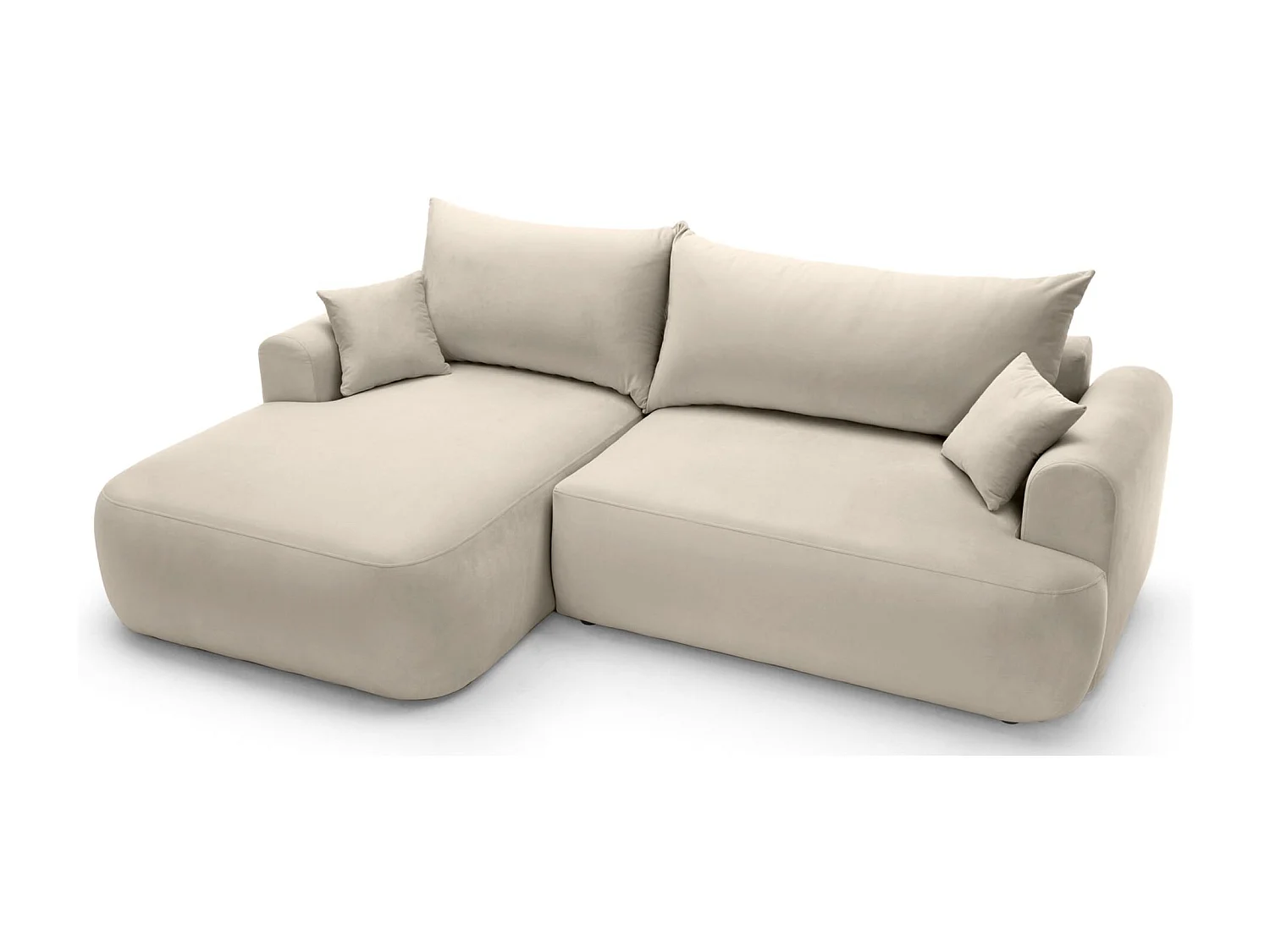 Canapé d'angle réversible - en velours beige clair- côté gauche - OVO L