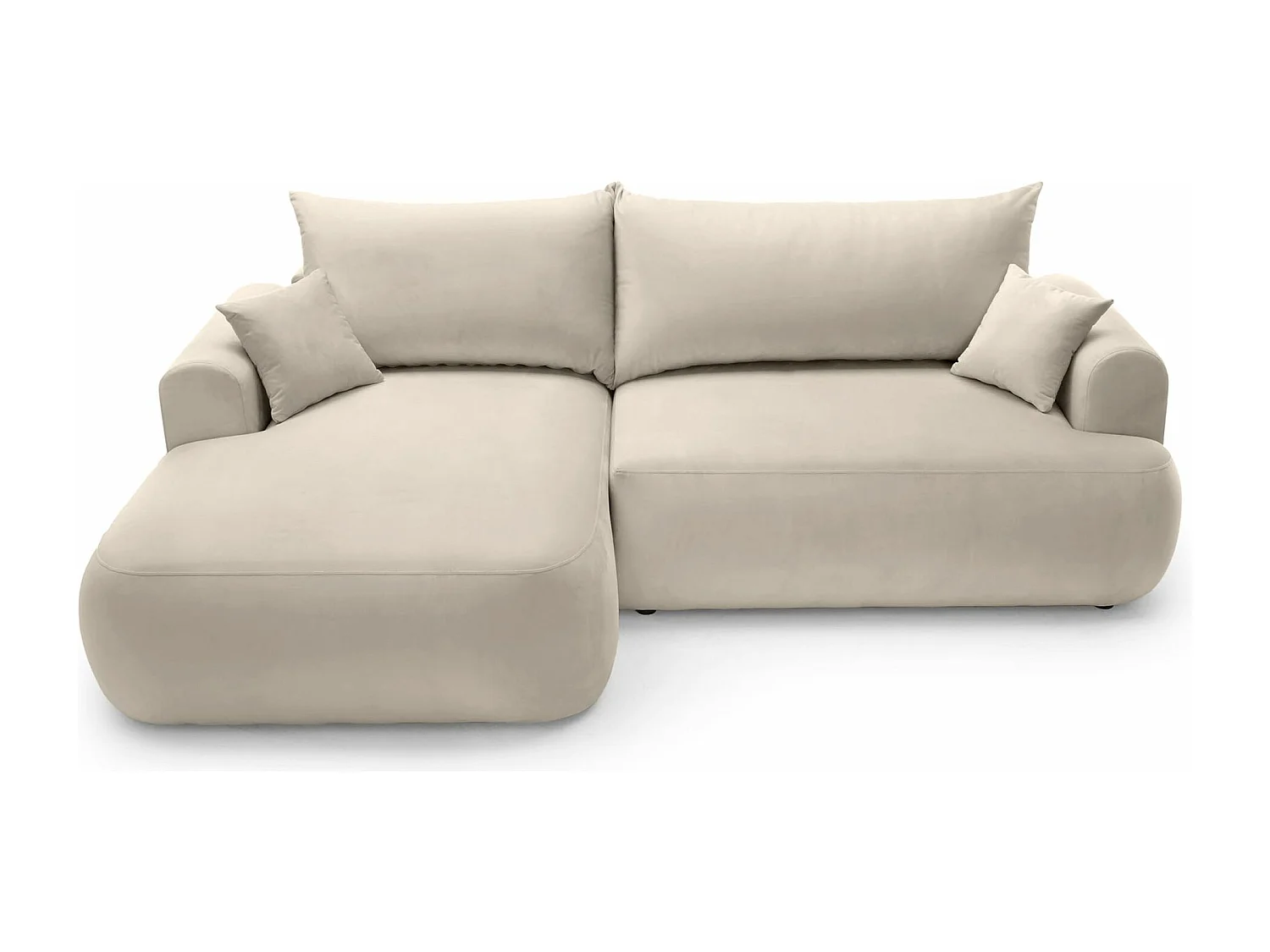 Canapé d'angle réversible - en velours beige clair- côté gauche - OVO L