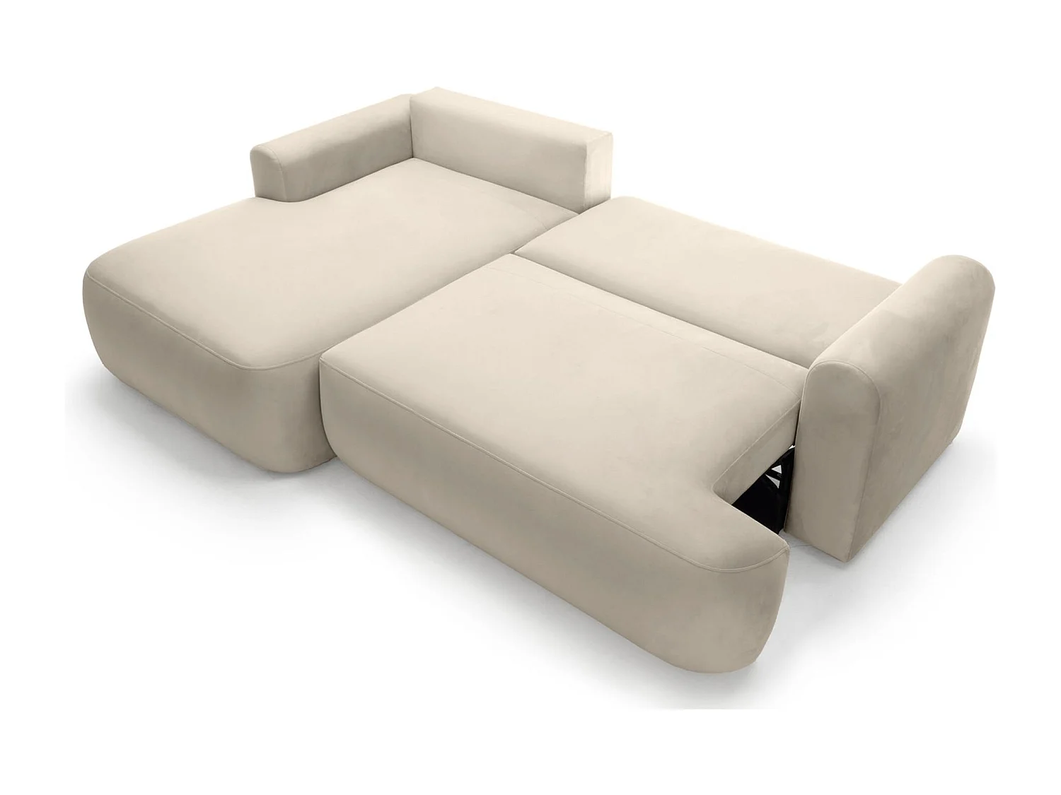 Canapé d'angle réversible - en velours beige clair- côté gauche - OVO L
