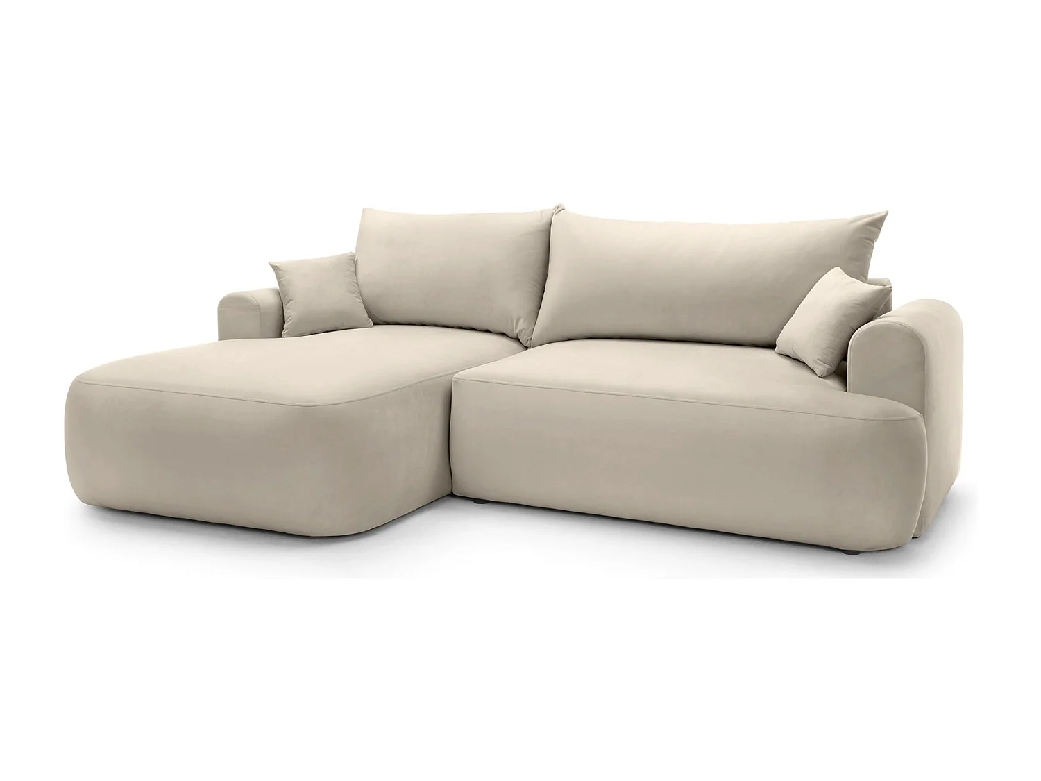 Canapé d'angle réversible - en velours beige clair- côté gauche - OVO L