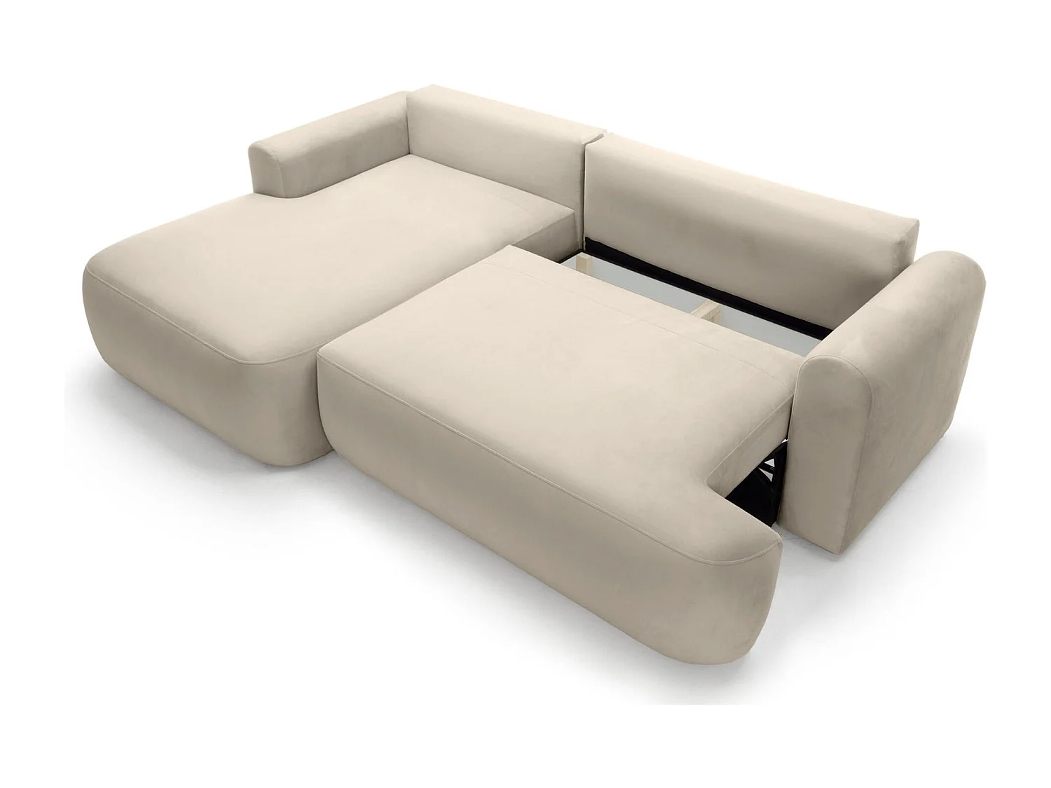 Canapé d'angle réversible - en velours beige clair- côté gauche - OVO L
