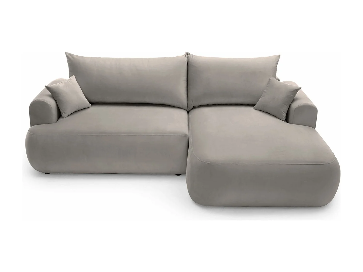 Canapé d'angle réversible - en velours gris clair- côté droit - OVO L