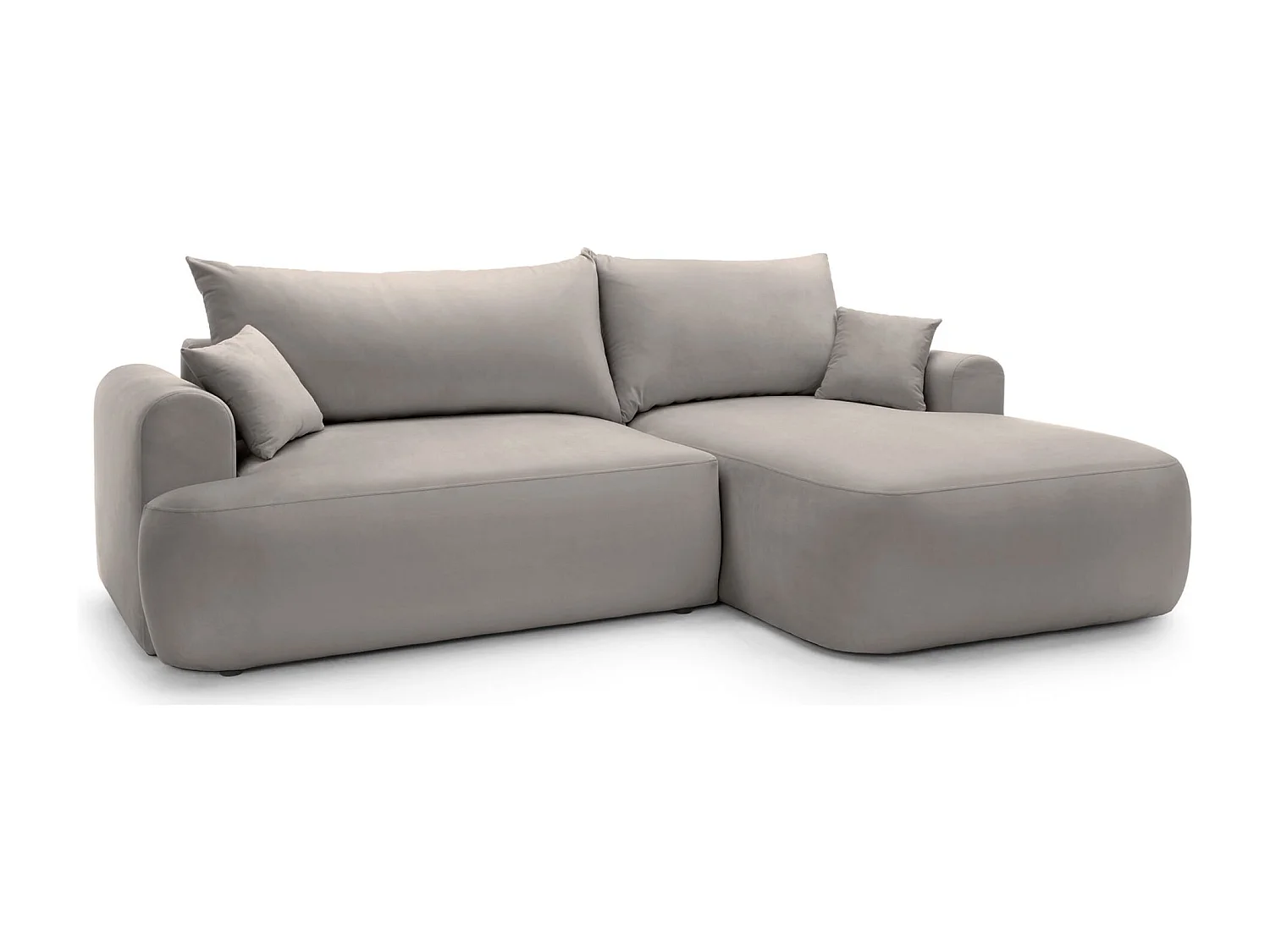 Canapé d'angle réversible - en velours gris clair- côté droit - OVO L