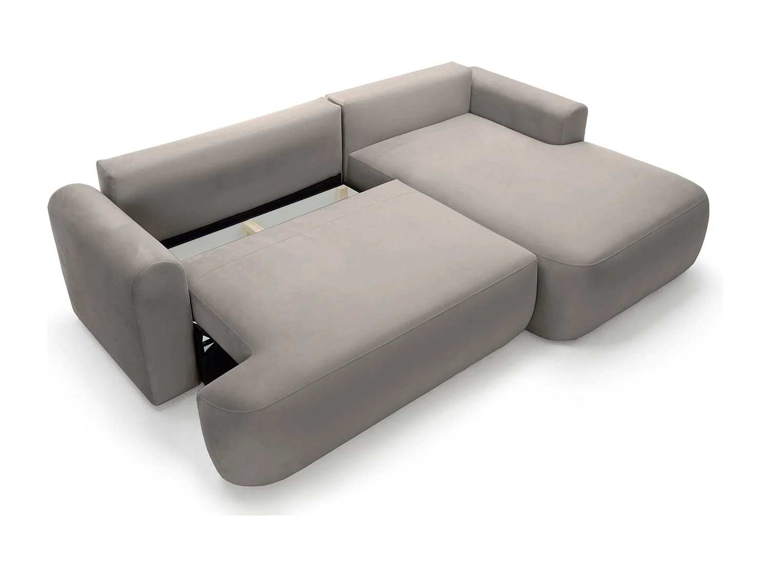 Canapé d'angle réversible - en velours gris clair- côté droit - OVO L