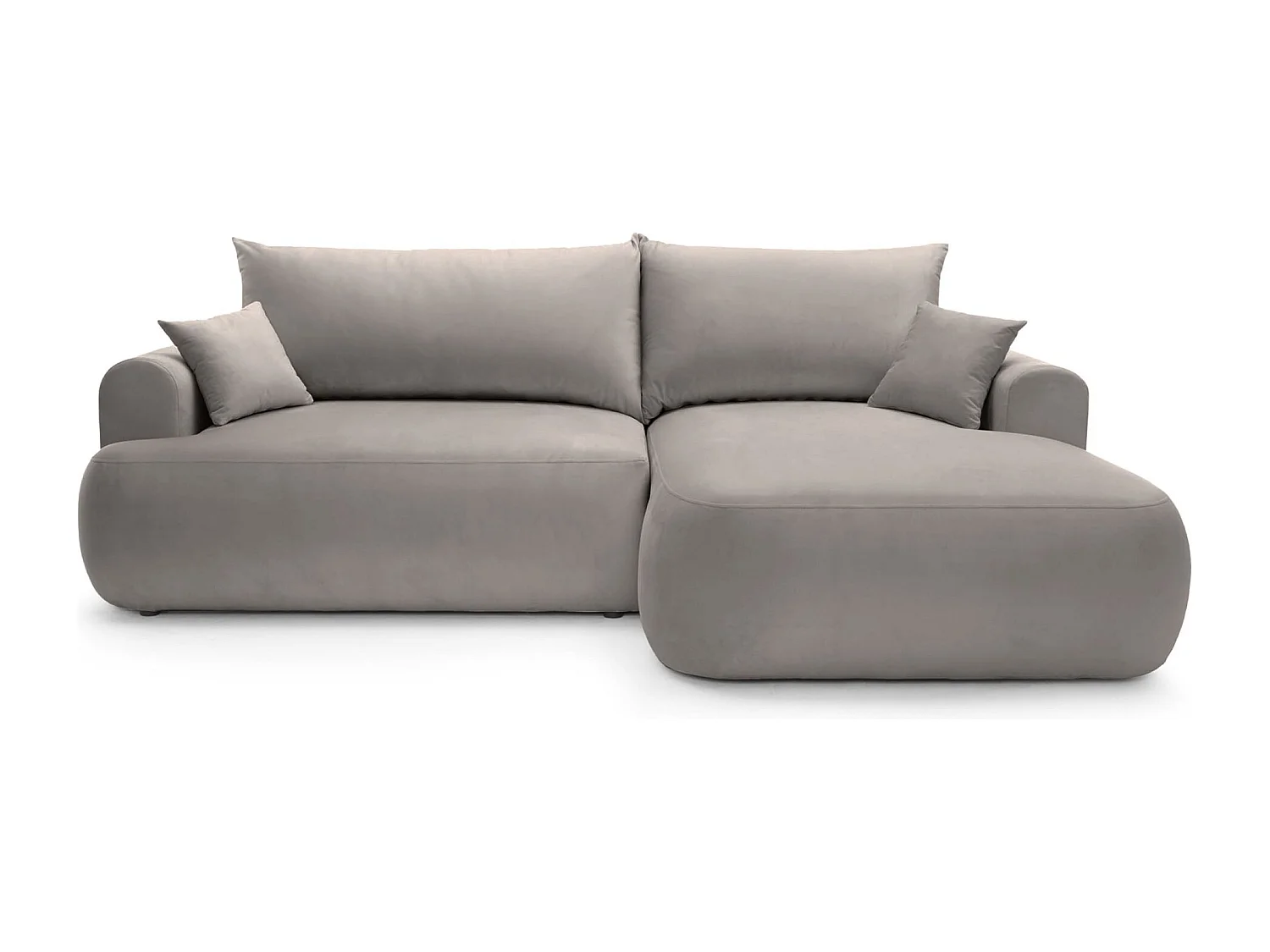 Canapé d'angle réversible - en velours gris clair- côté droit - OVO L
