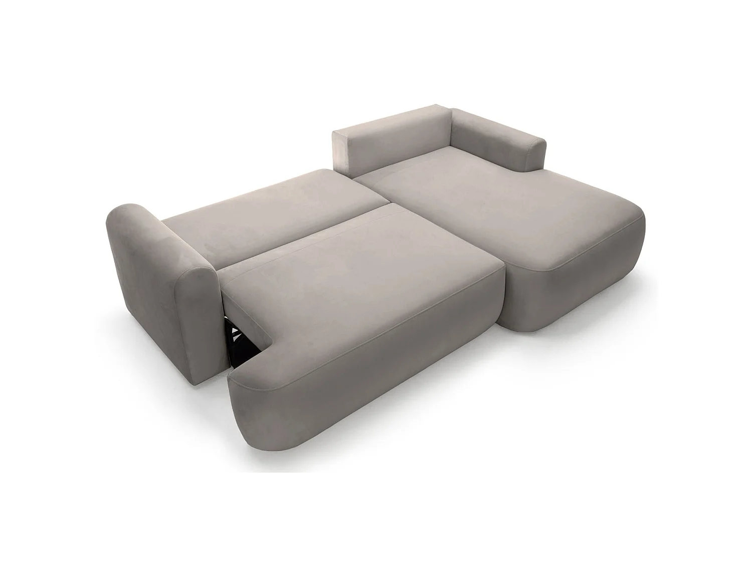 Canapé d'angle réversible - en velours gris clair- côté droit - OVO L