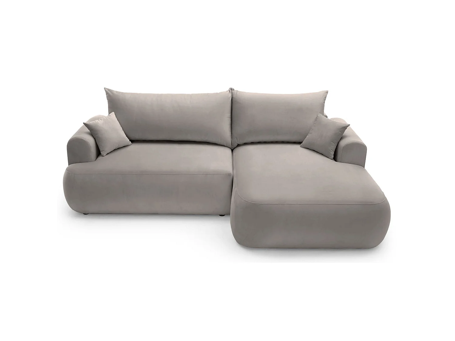 Canapé d'angle réversible - en velours gris clair- côté droit - OVO L