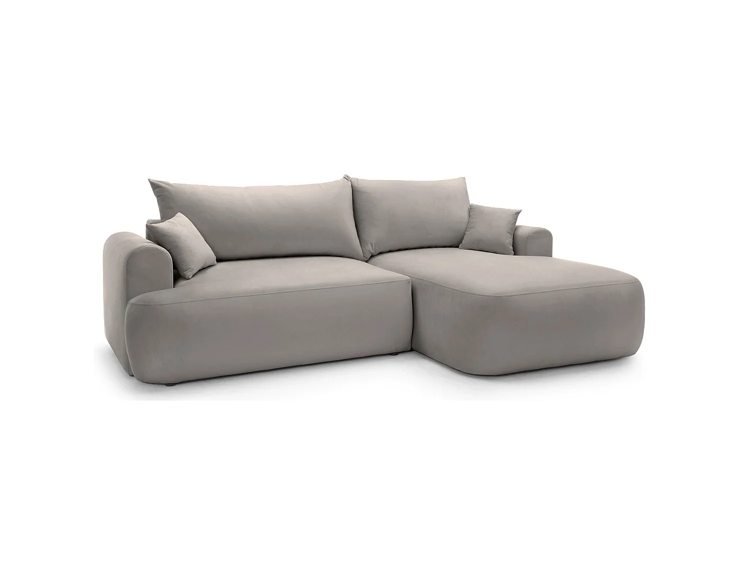 Canapé d'angle réversible - en velours gris clair- côté droit - OVO L