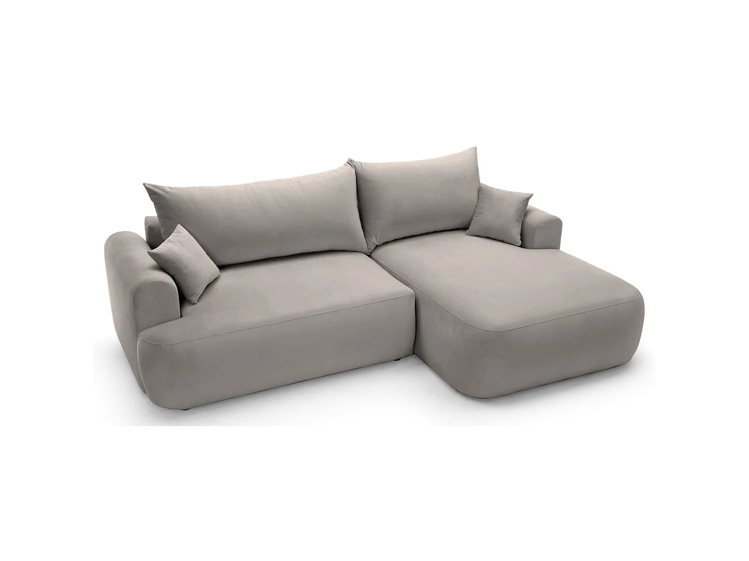 Canapé d'angle réversible - en velours gris clair- côté droit - OVO L