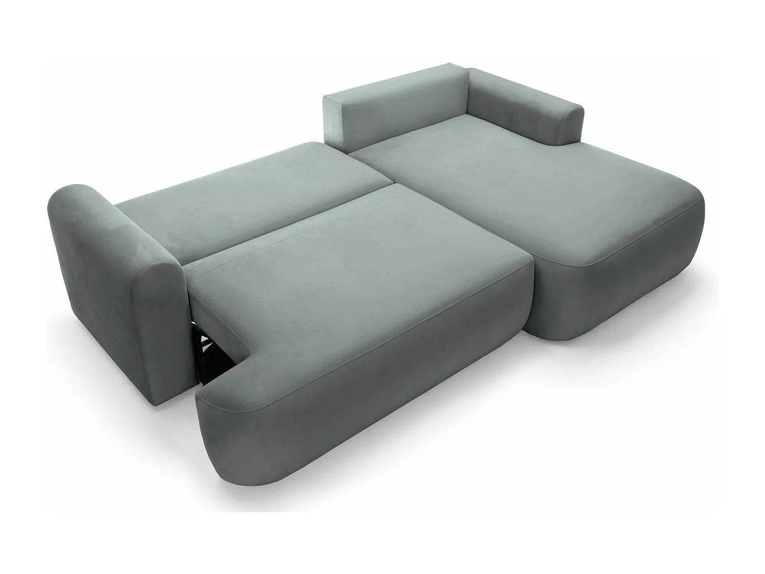 Canapé d'angle réversible - en velours gris- côté droit - OVO L