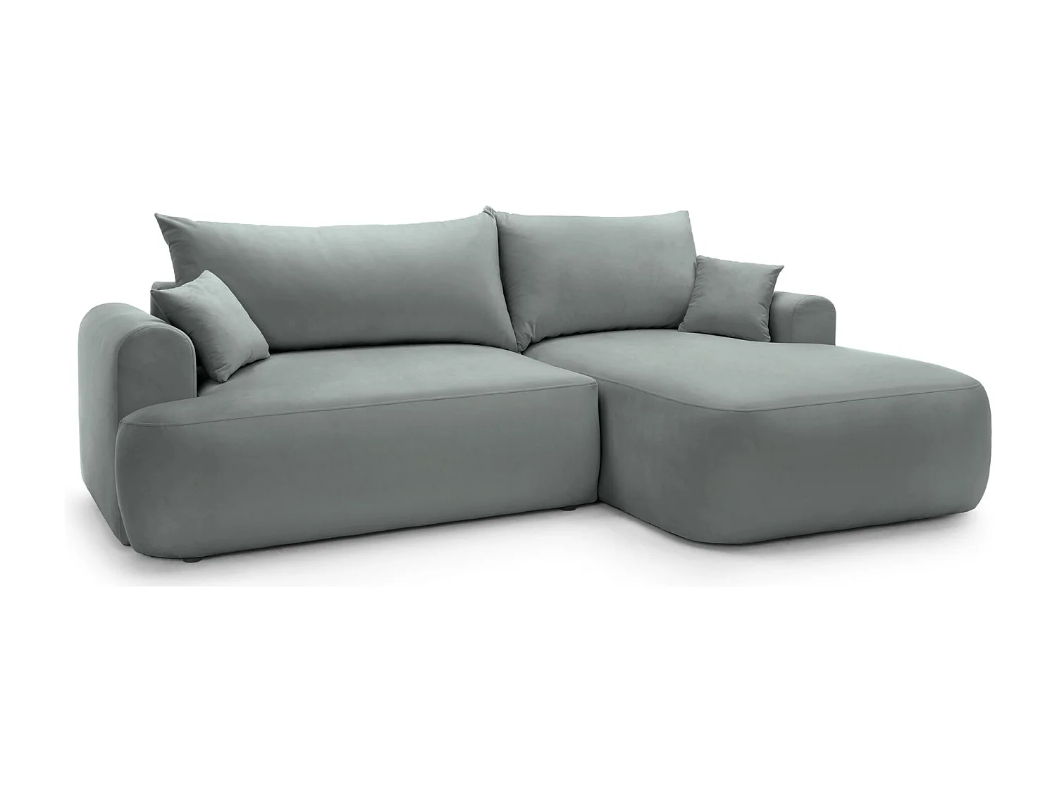 Canapé d'angle réversible - en velours gris- côté droit - OVO L