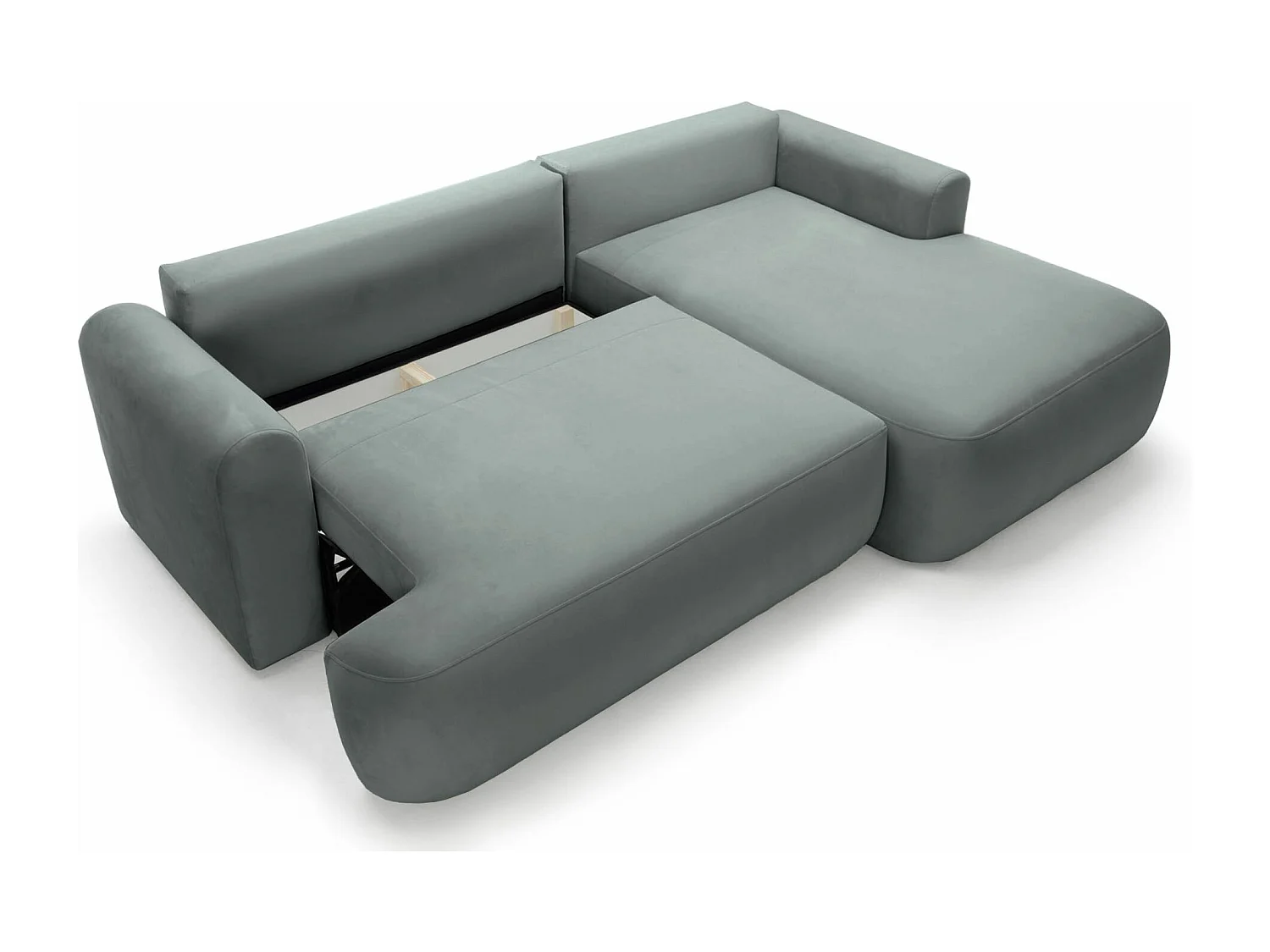 Canapé d'angle réversible - en velours gris- côté droit - OVO L