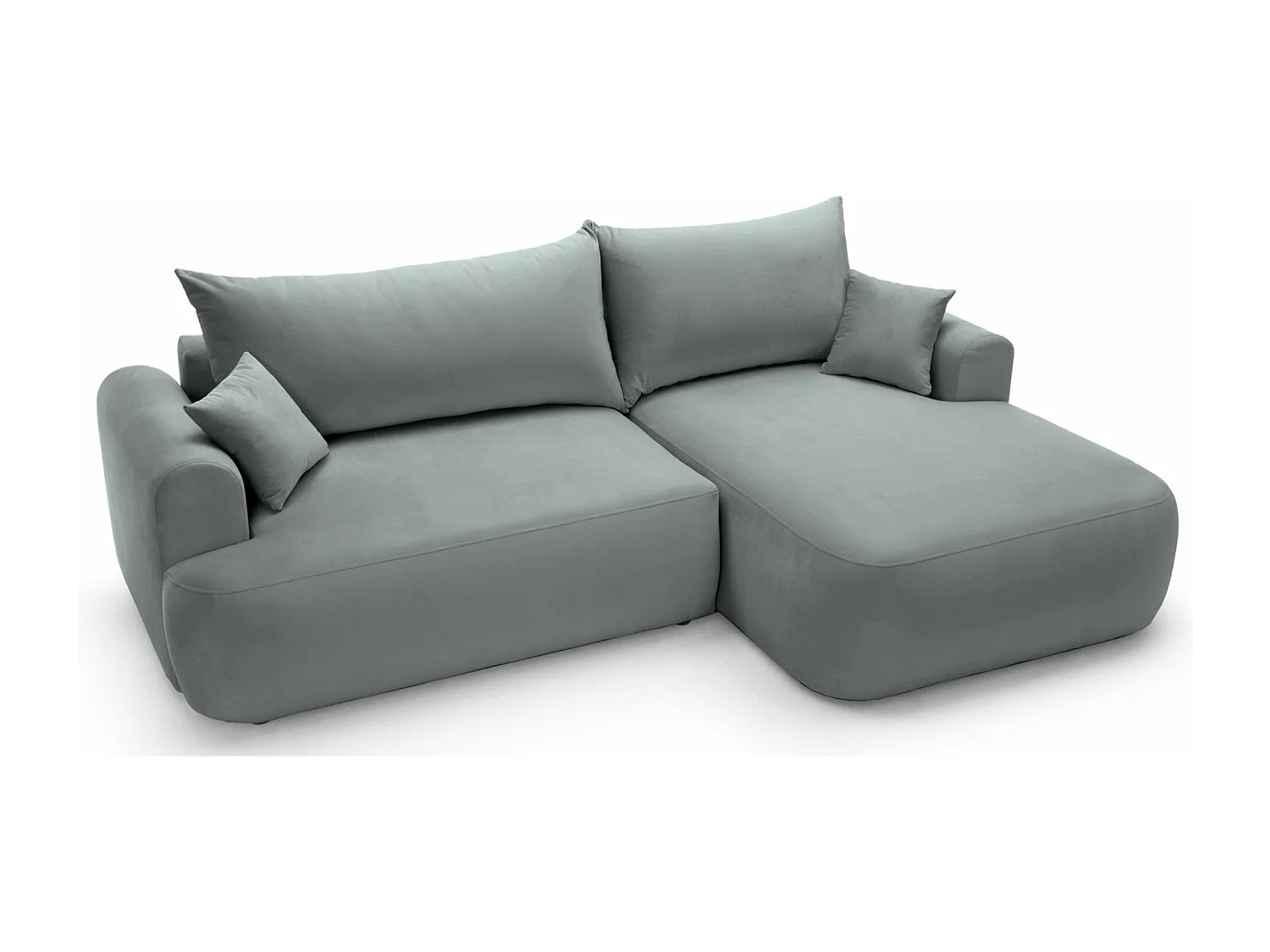 Canapé d'angle réversible - en velours gris- côté droit - OVO L