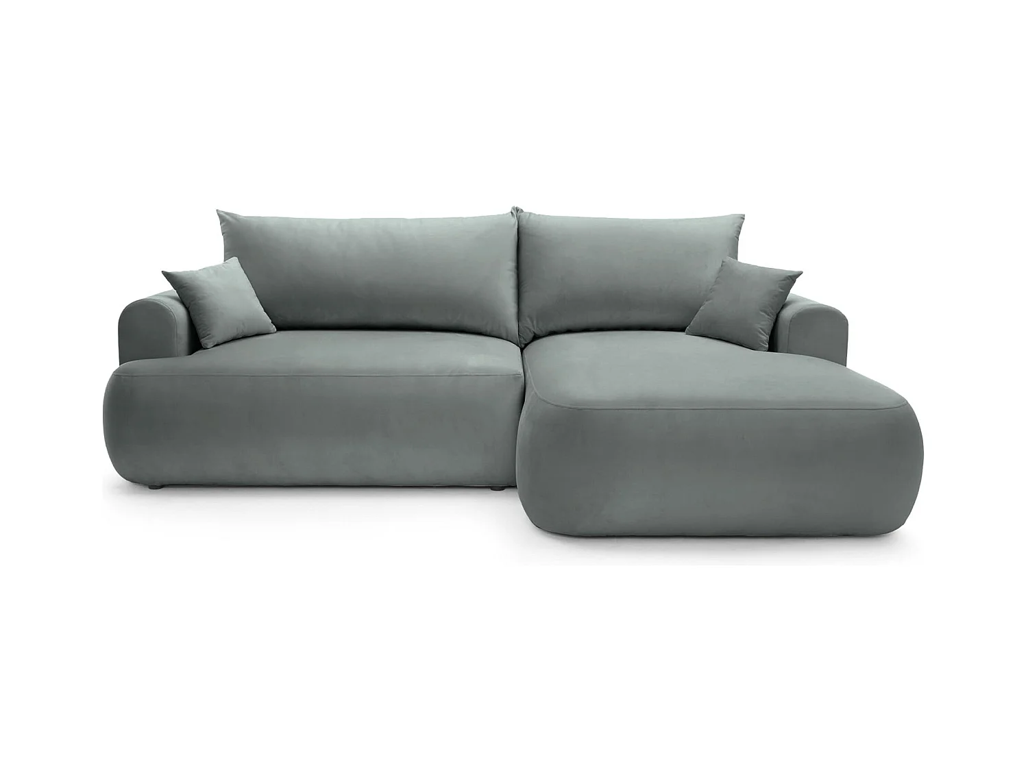 Ecksofa mit Schlaffunktion, Stauraum und Samtbezug - grau - rechts - OVO