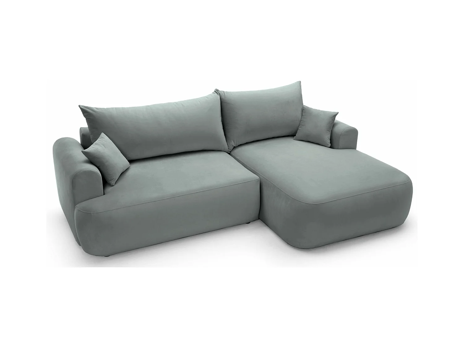 Ecksofa mit Schlaffunktion, Stauraum und Samtbezug - grau - rechts - OVO