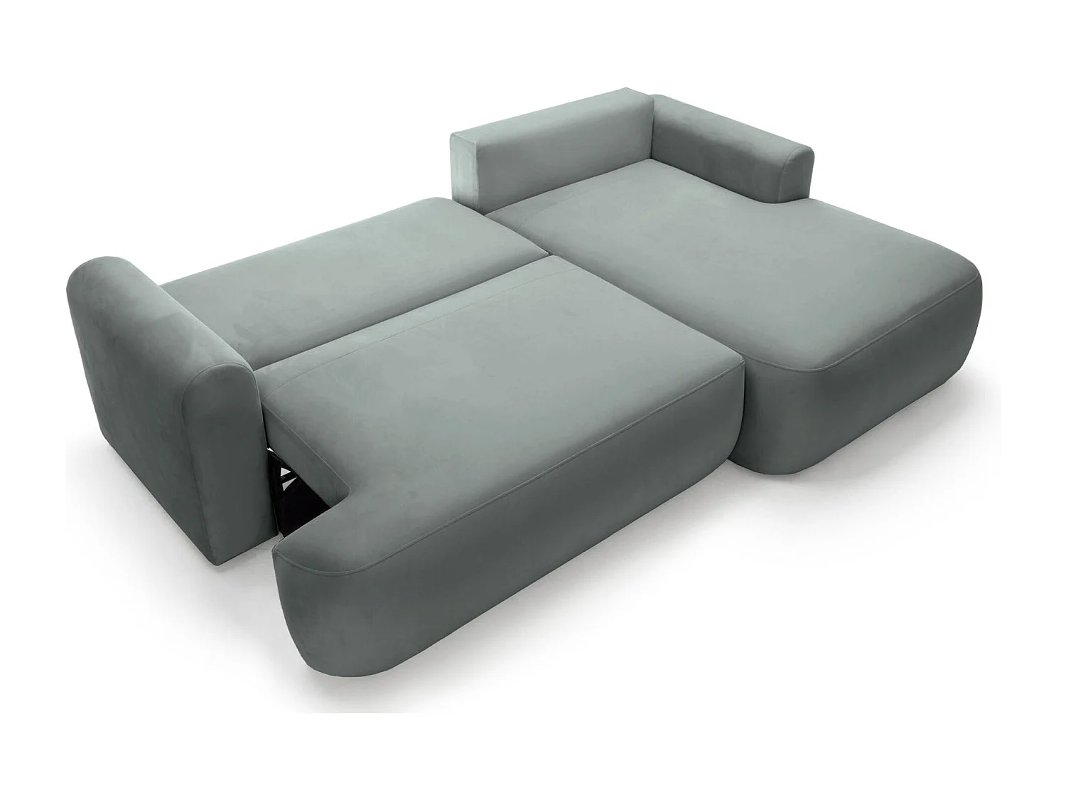 Canapé d'angle réversible - en velours gris- côté droit - OVO L