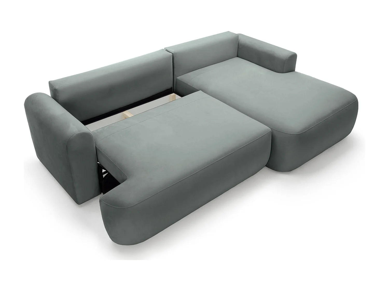 Canapé d'angle réversible - en velours gris- côté droit - OVO L