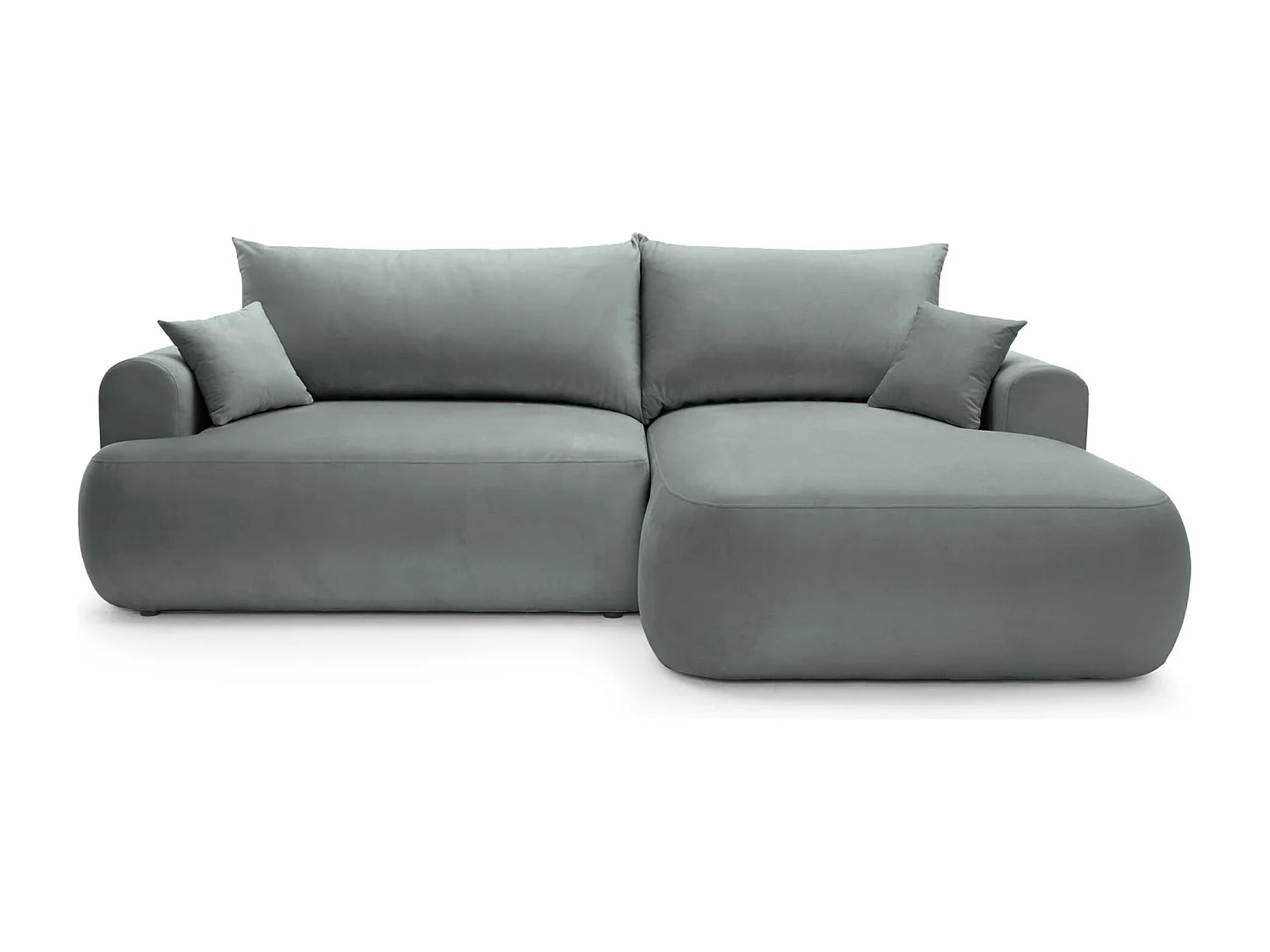 Canapé d'angle réversible - en velours gris- côté droit - OVO L