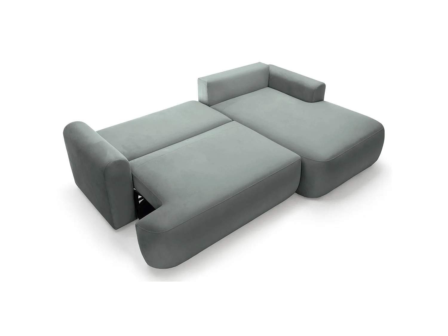 Canapé d'angle réversible - en velours gris- côté droit - OVO L