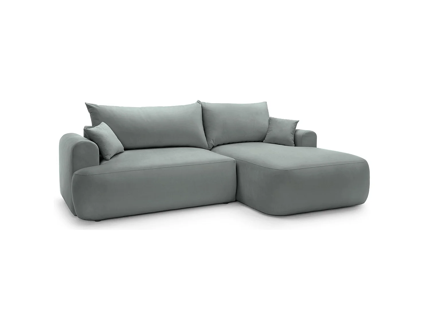 Canapé d'angle réversible - en velours gris- côté droit - OVO L