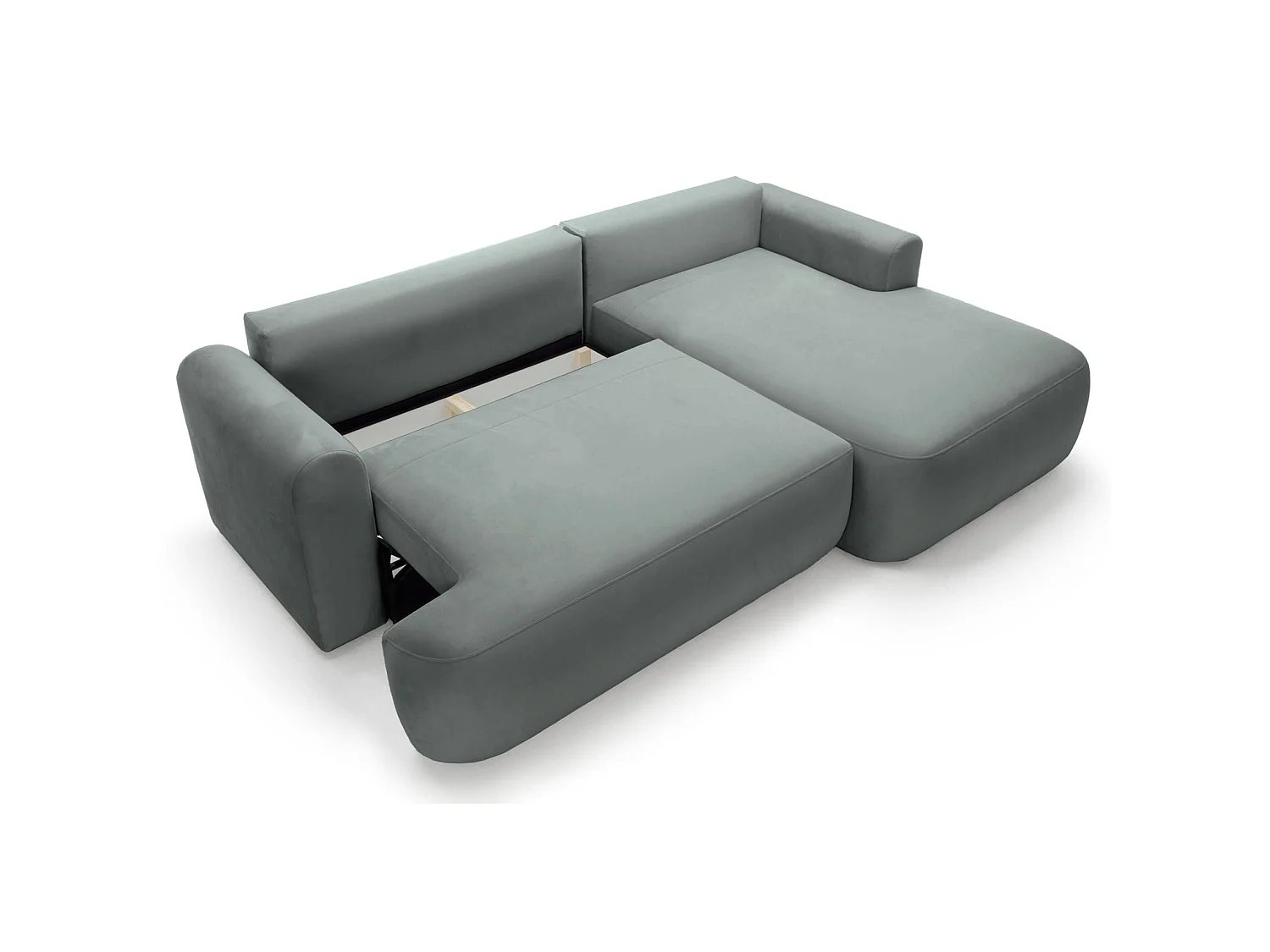 Canapé d'angle réversible - en velours gris- côté droit - OVO L