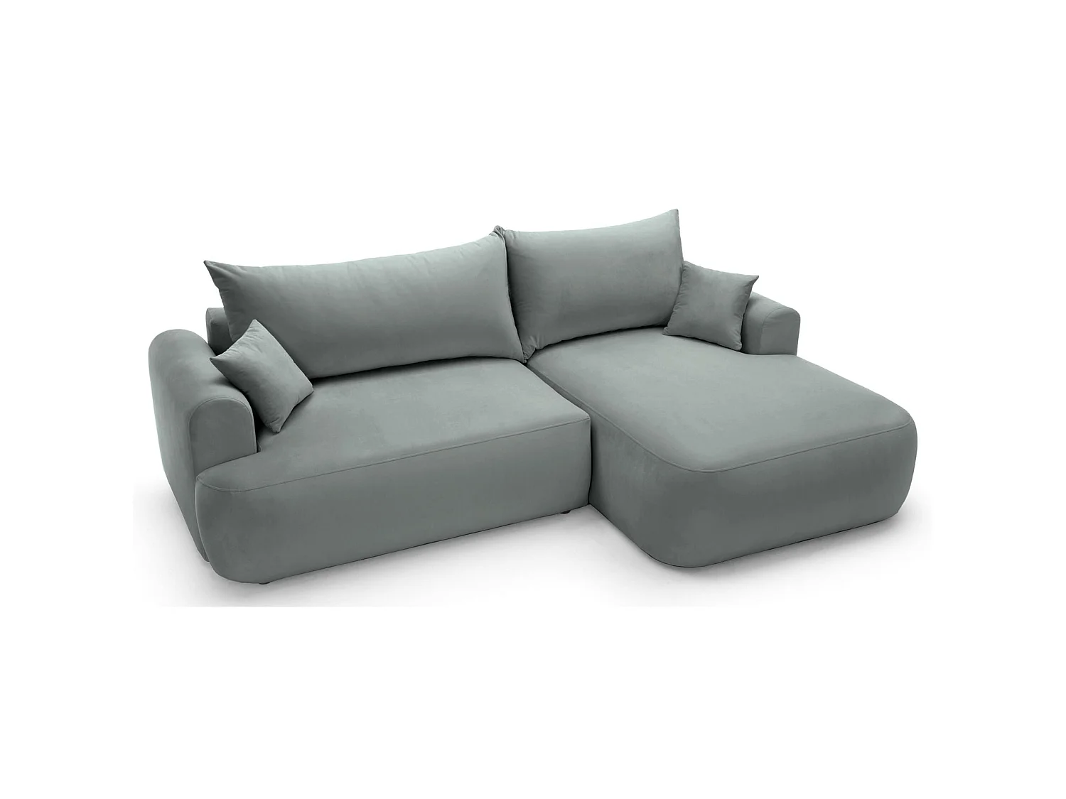 Canapé d'angle réversible - en velours gris- côté droit - OVO L