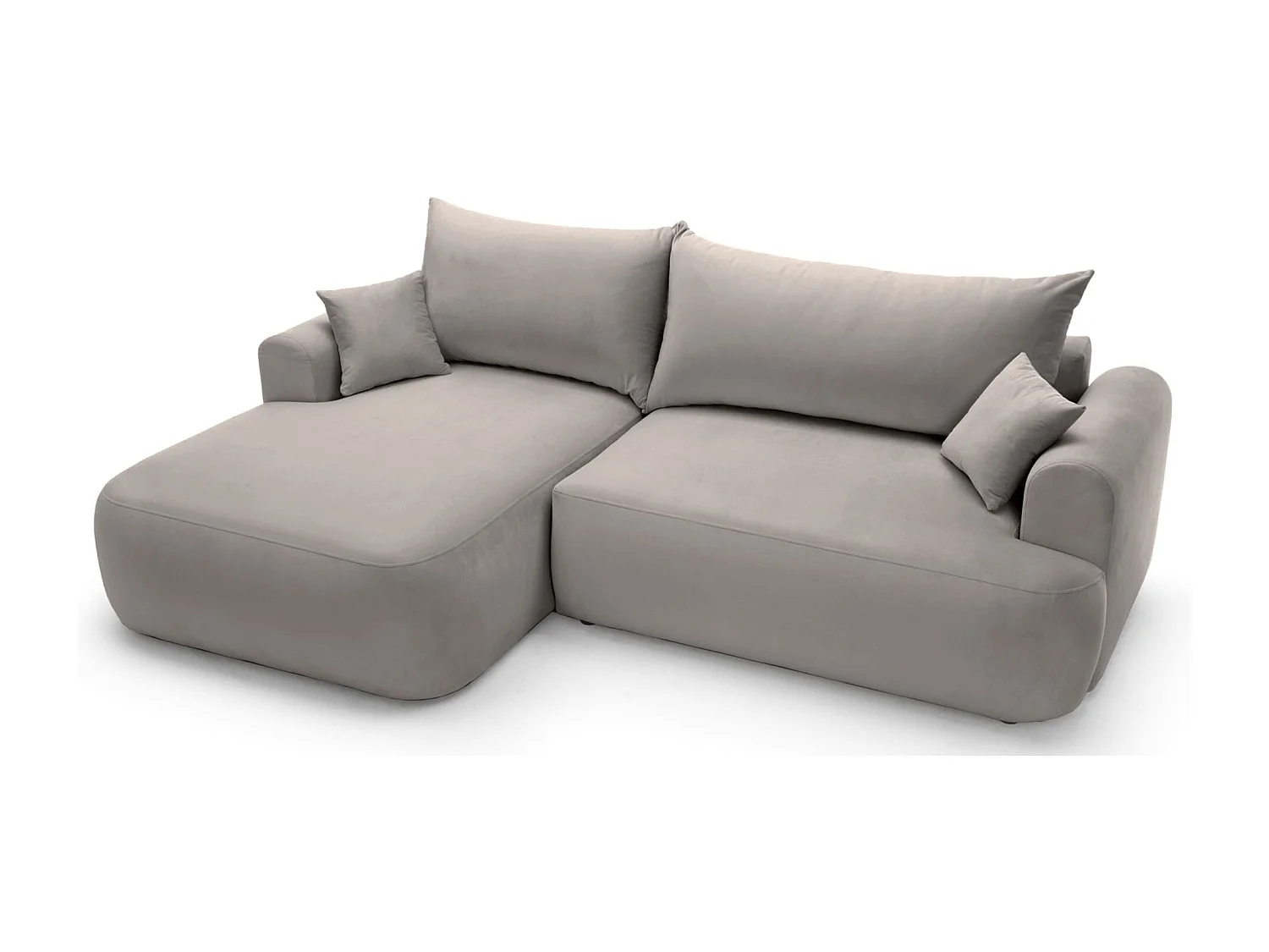 Ecksofa mit Schlaffunktion, Stauraum und Samtbezug - hellgrau - links - OVO