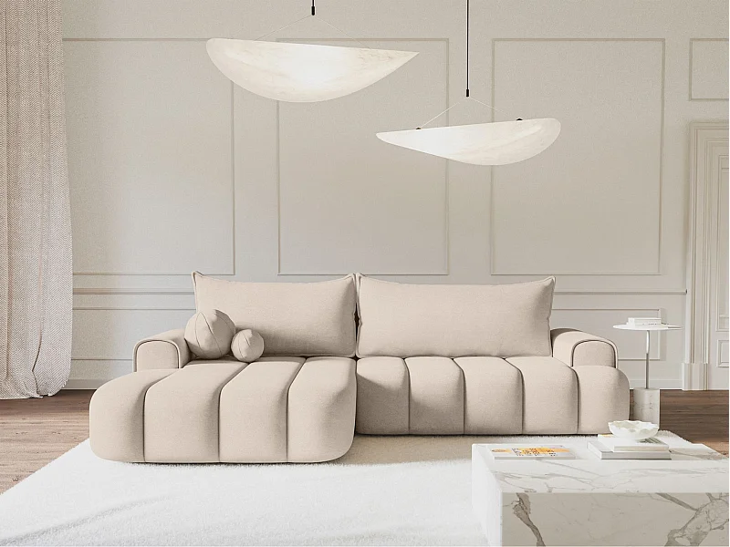 Hoekbank met bekleding - in greige fluweel - linkerzijde - DANDELINO