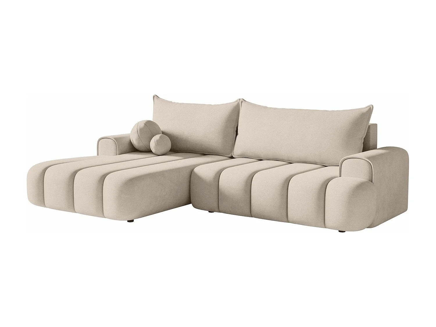 Canapé d'angle convertible - en velours grège avec revêtement - côté gauche- DANDELINO