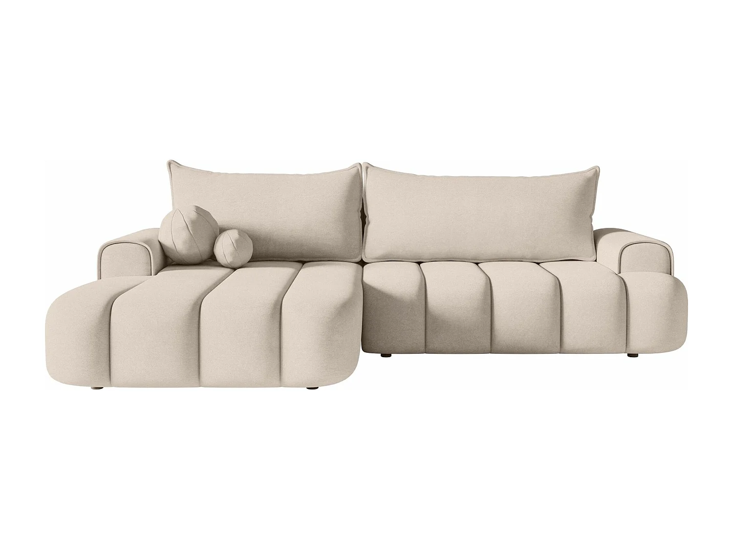 Canapé d'angle convertible - en velours grège avec revêtement - côté gauche- DANDELINO