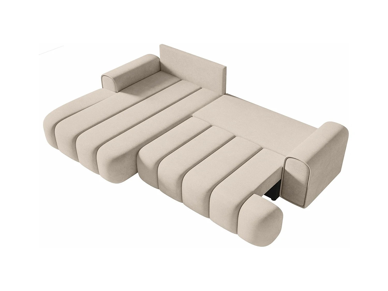 Ecksofa mit Schlaffunktion, Stauraum und Samtbezug - graubeige - links - DANDELINO