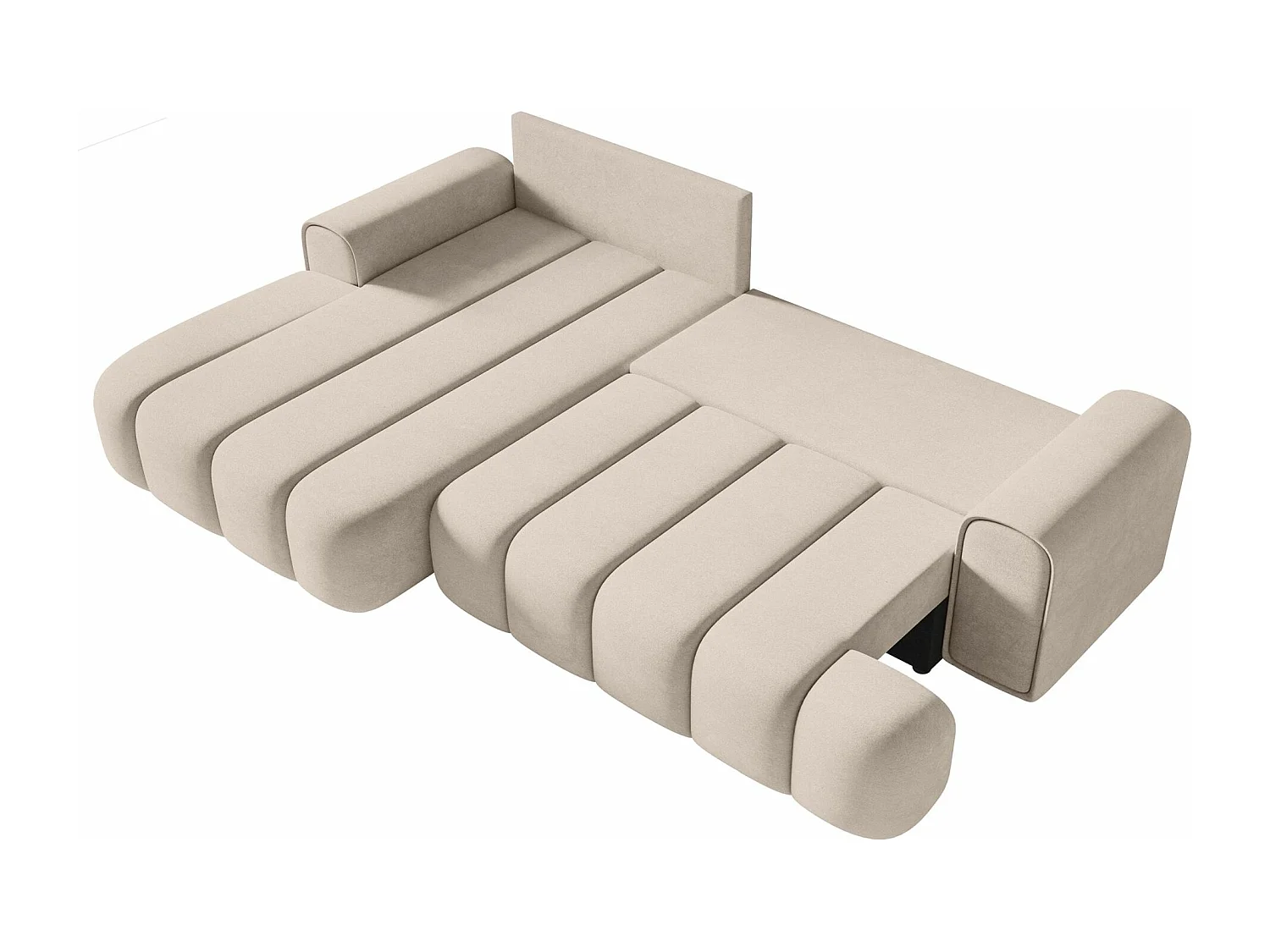 Canapé d'angle convertible - en velours grège avec revêtement - côté gauche- DANDELINO