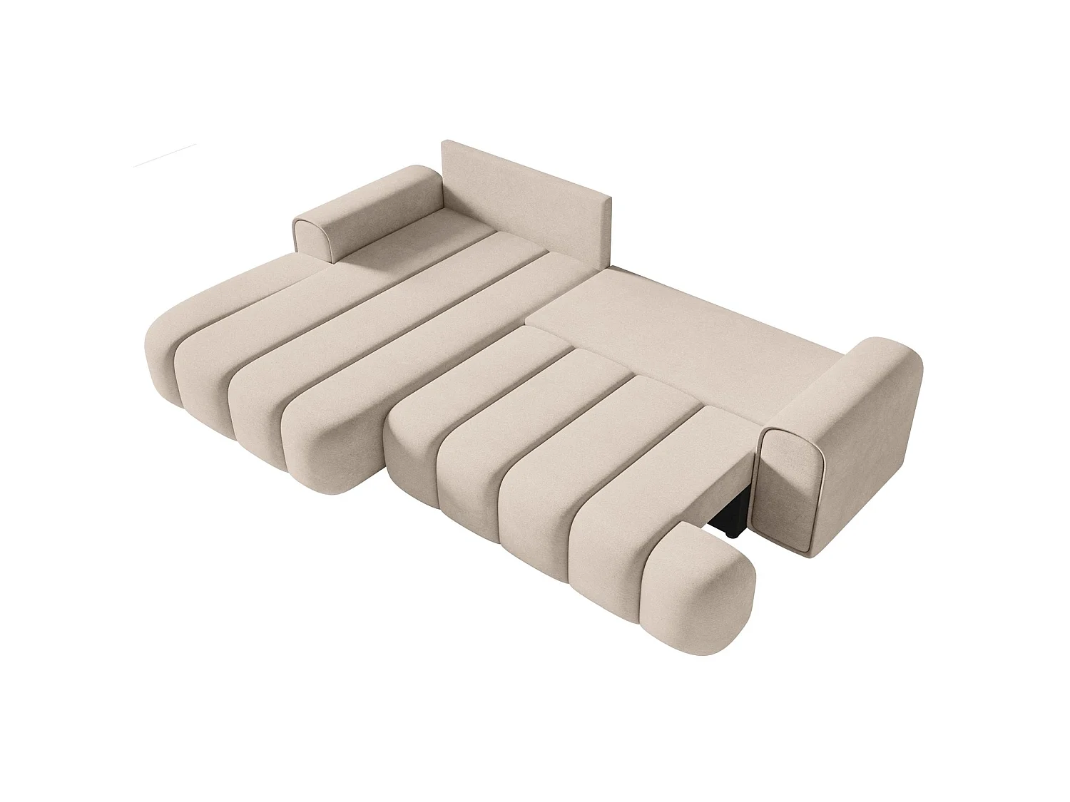 Canapé d'angle convertible - en velours grège avec revêtement - côté gauche- DANDELINO