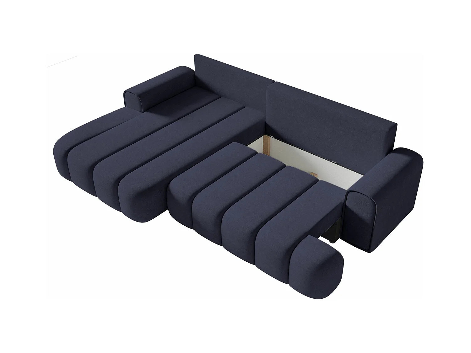 Canapé d'angle convertible - en velours marine avec revêtement - côté gauche - DANDELINO