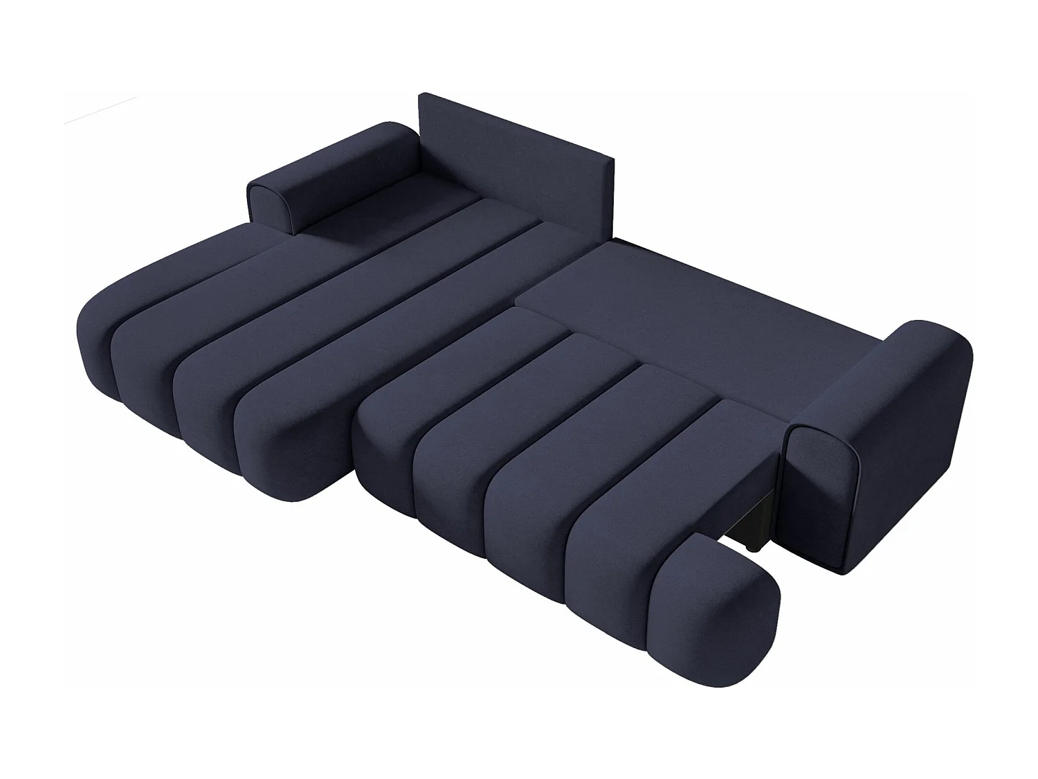 Canapé d'angle convertible - en velours marine avec revêtement - côté gauche - DANDELINO