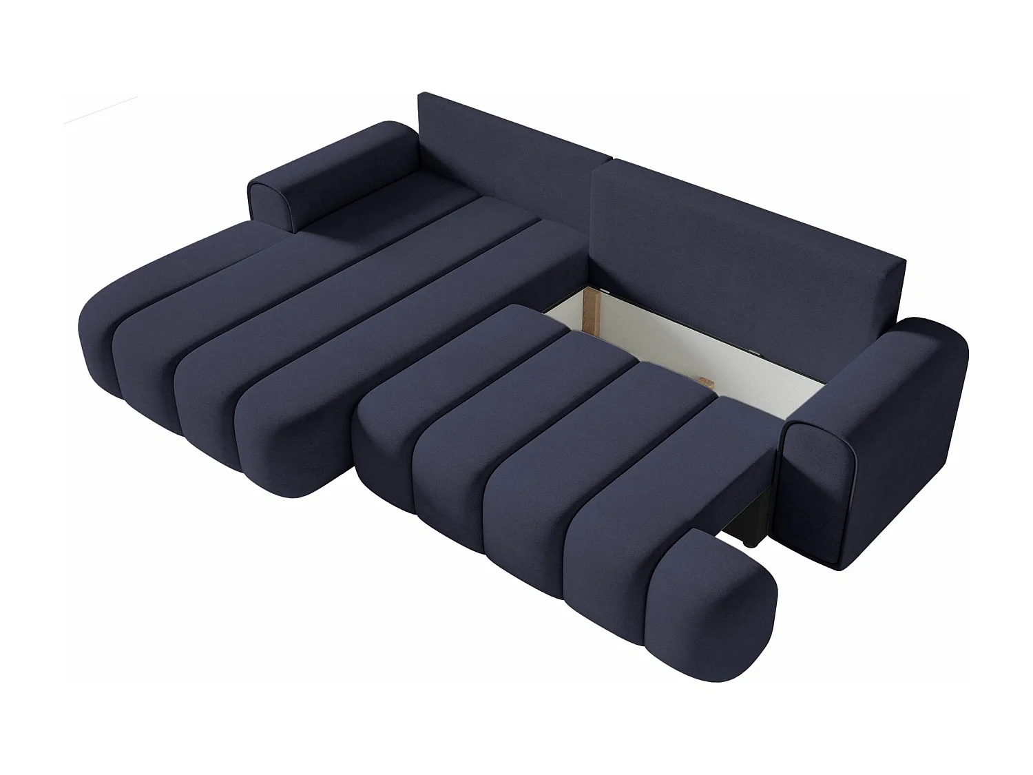 Canapé d'angle convertible - en velours marine avec revêtement - côté gauche - DANDELINO