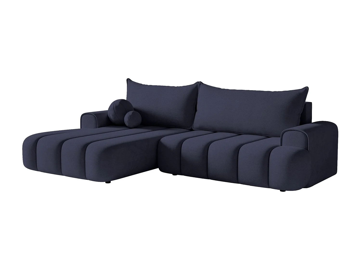 Canapé d'angle convertible - en velours marine avec revêtement - côté gauche - DANDELINO
